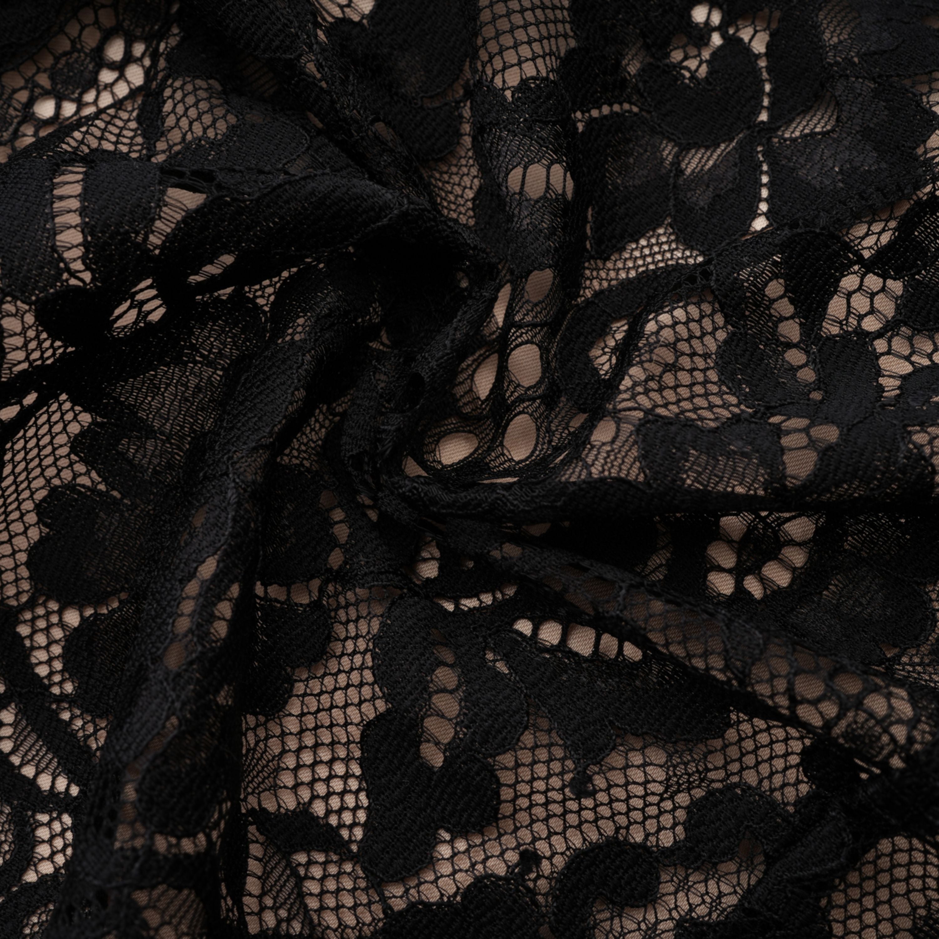 Black Floral Lace Mini Dress