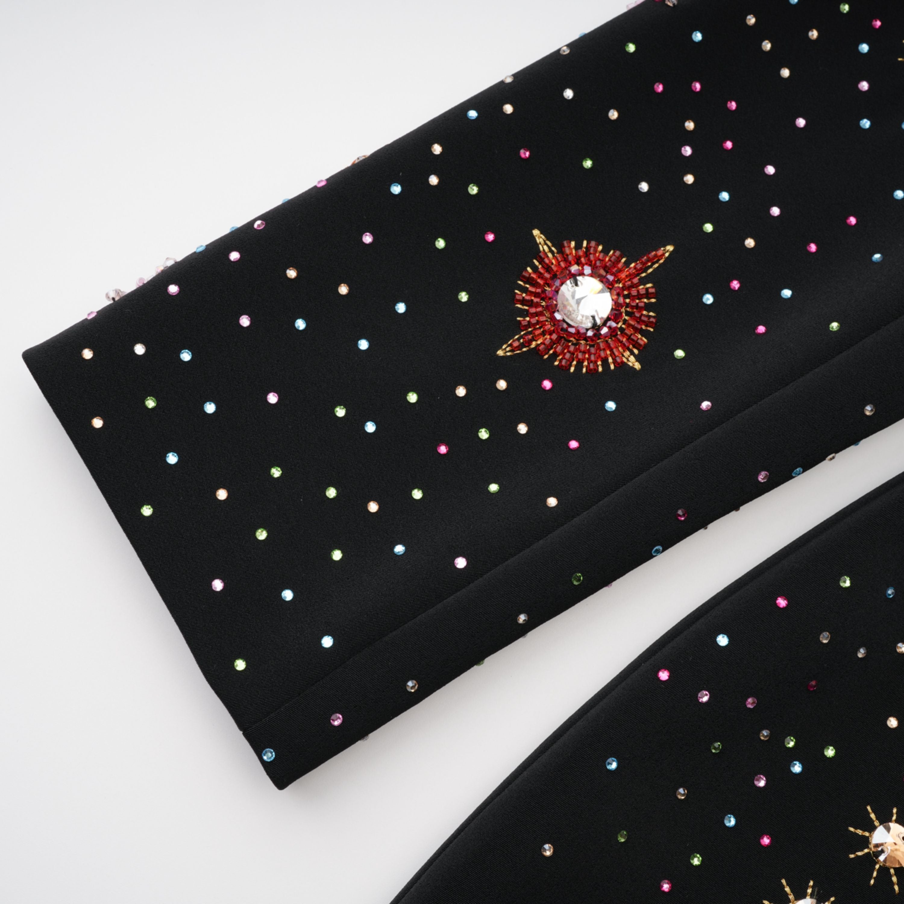 Rosaria Schwarzes Minikleid mit Sternenverzierung