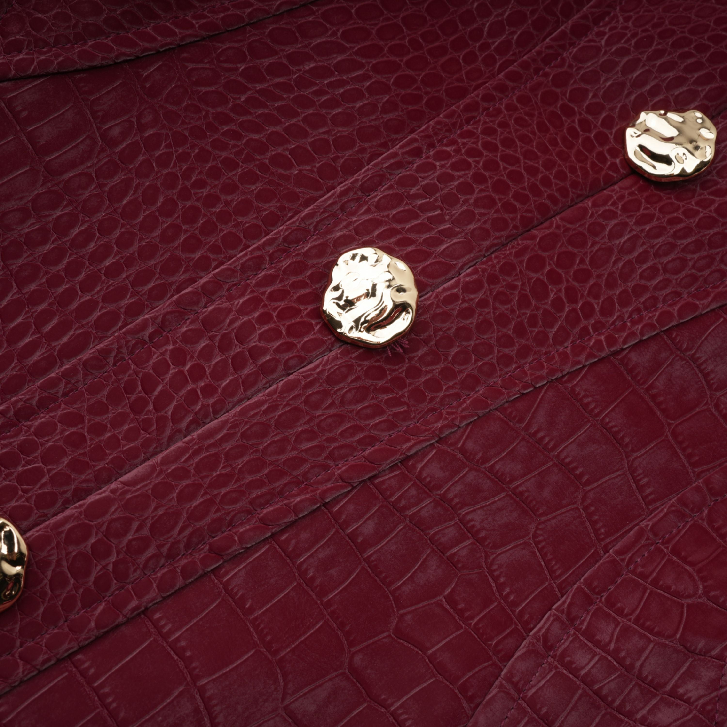 Frankie Mini-Kleid aus rotem Leder mit Zierknöpfen