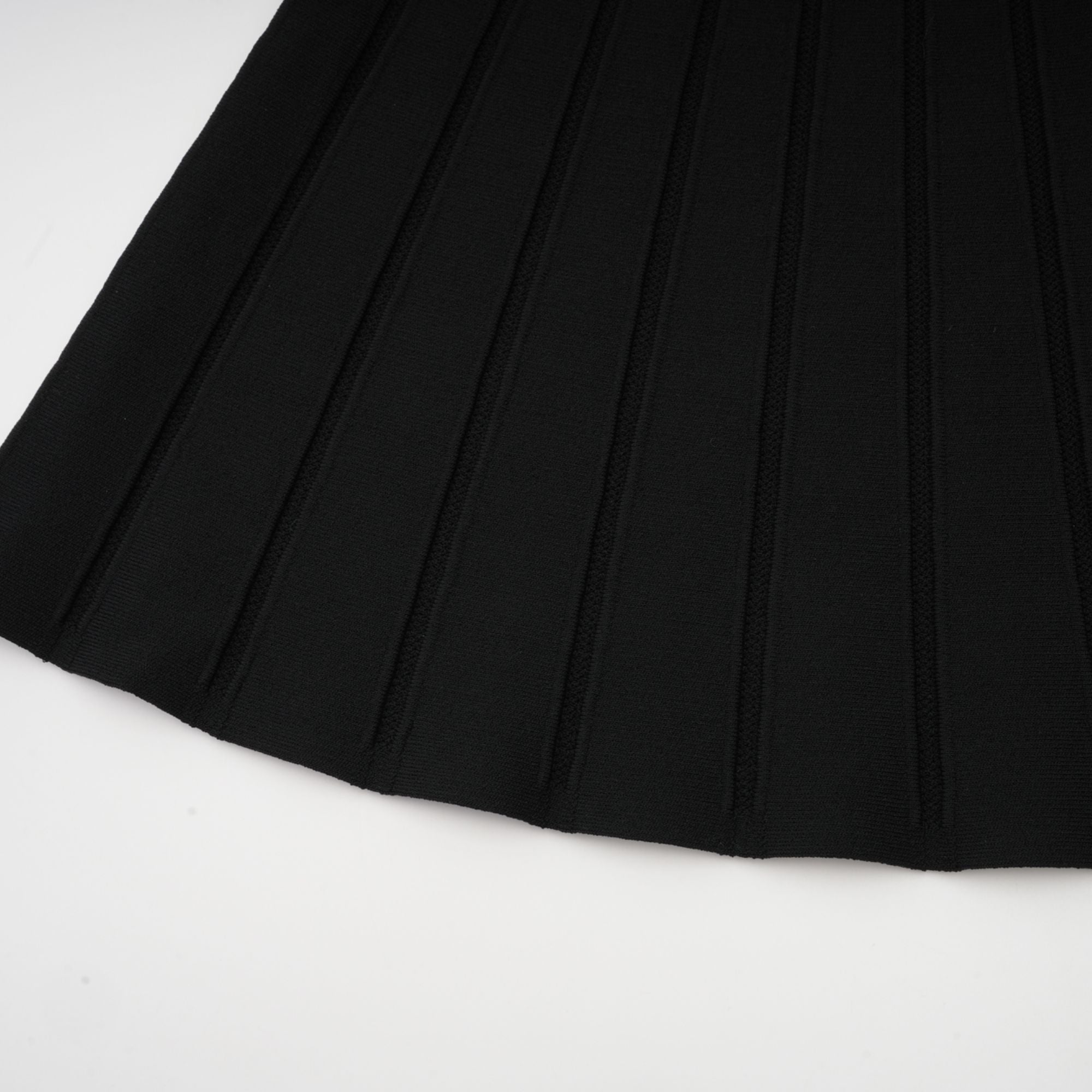 Justine black off-shoulder bow knit mini dress