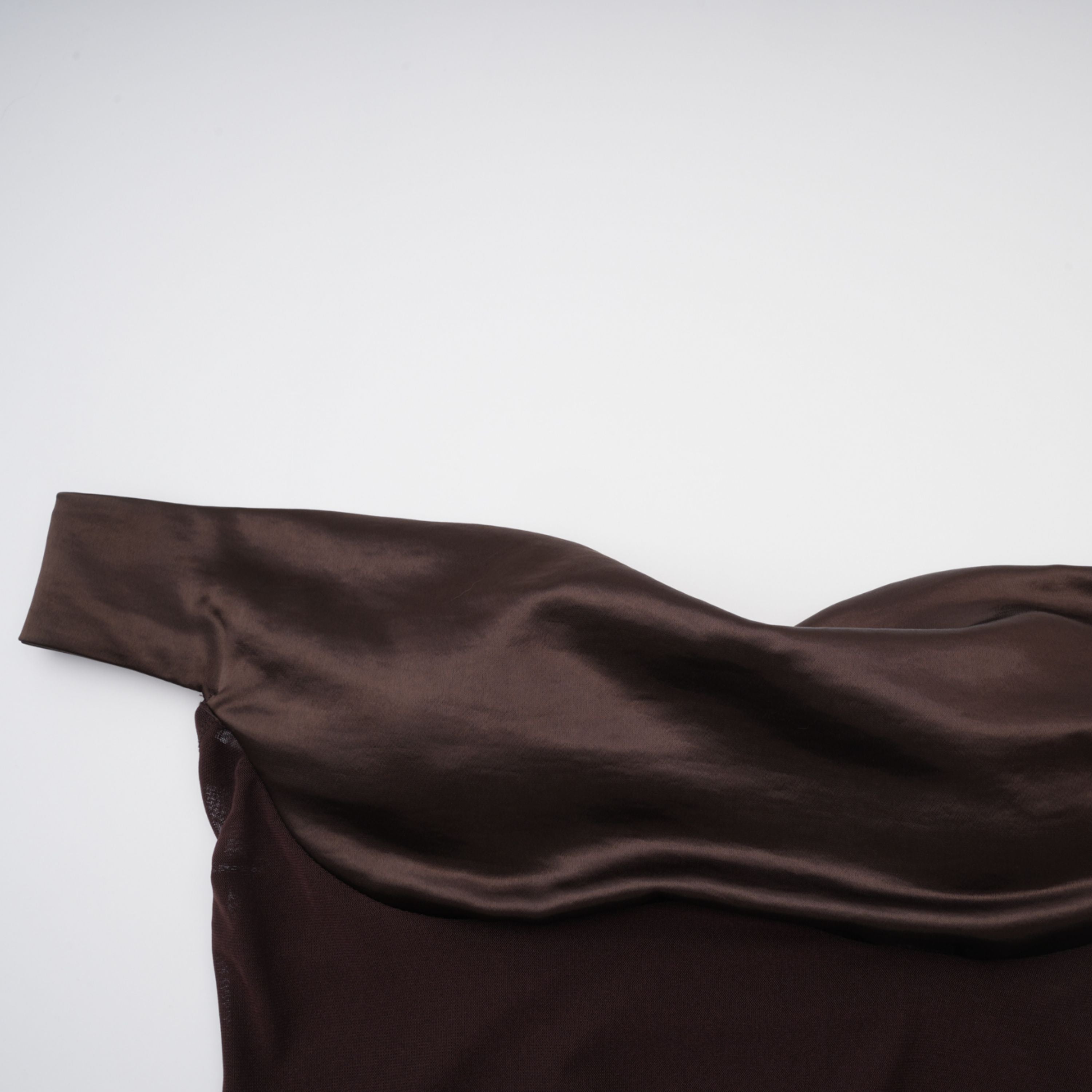 Gitta Brown Off Shoulder Satin Maxi Gown