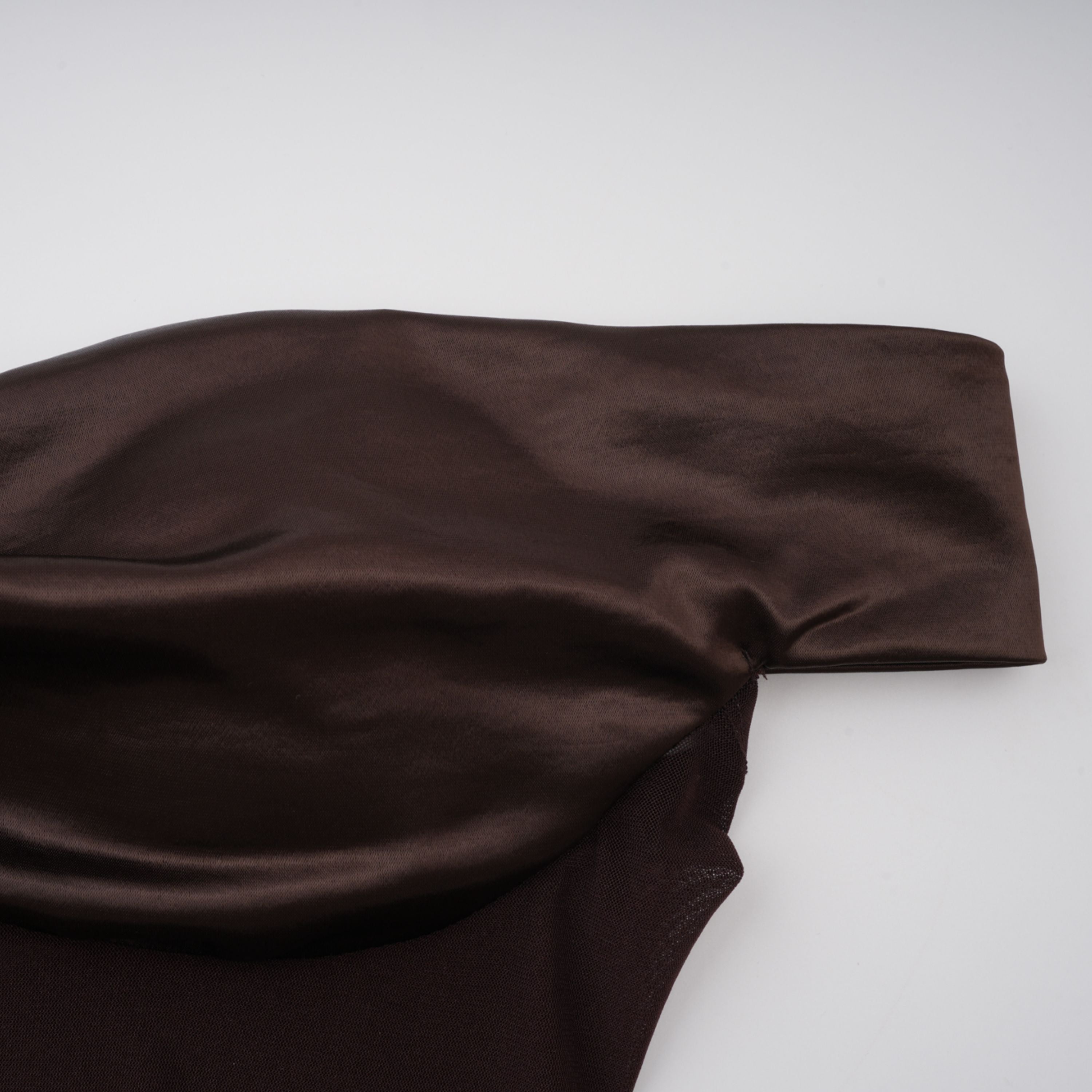 Gitta Brown Off Shoulder Satin Maxi Gown