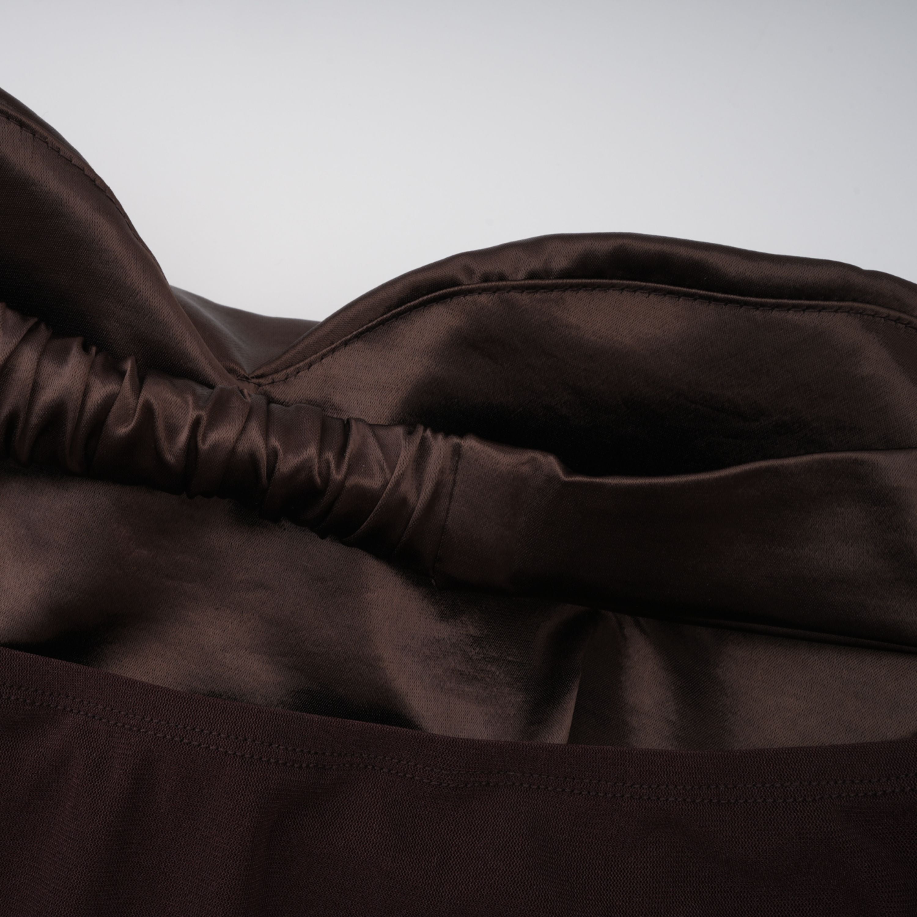 Gitta Brown Off Shoulder Satin Maxi Gown