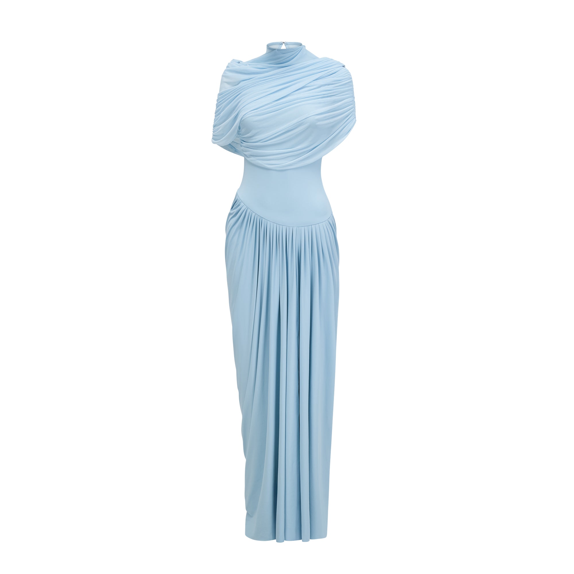 Asymmetrical Pleated Maxi Dress
