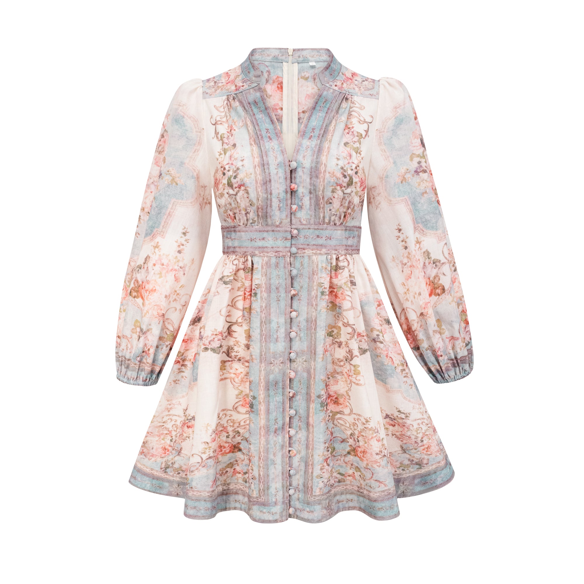 Clémence Romantic Floral Print Mini Dress(Final Sale)