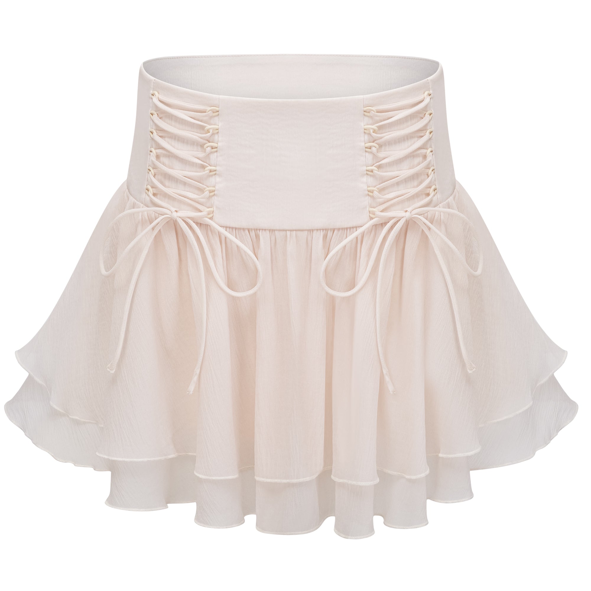 Perrine self-tie ruffled blouse & skirt matching set