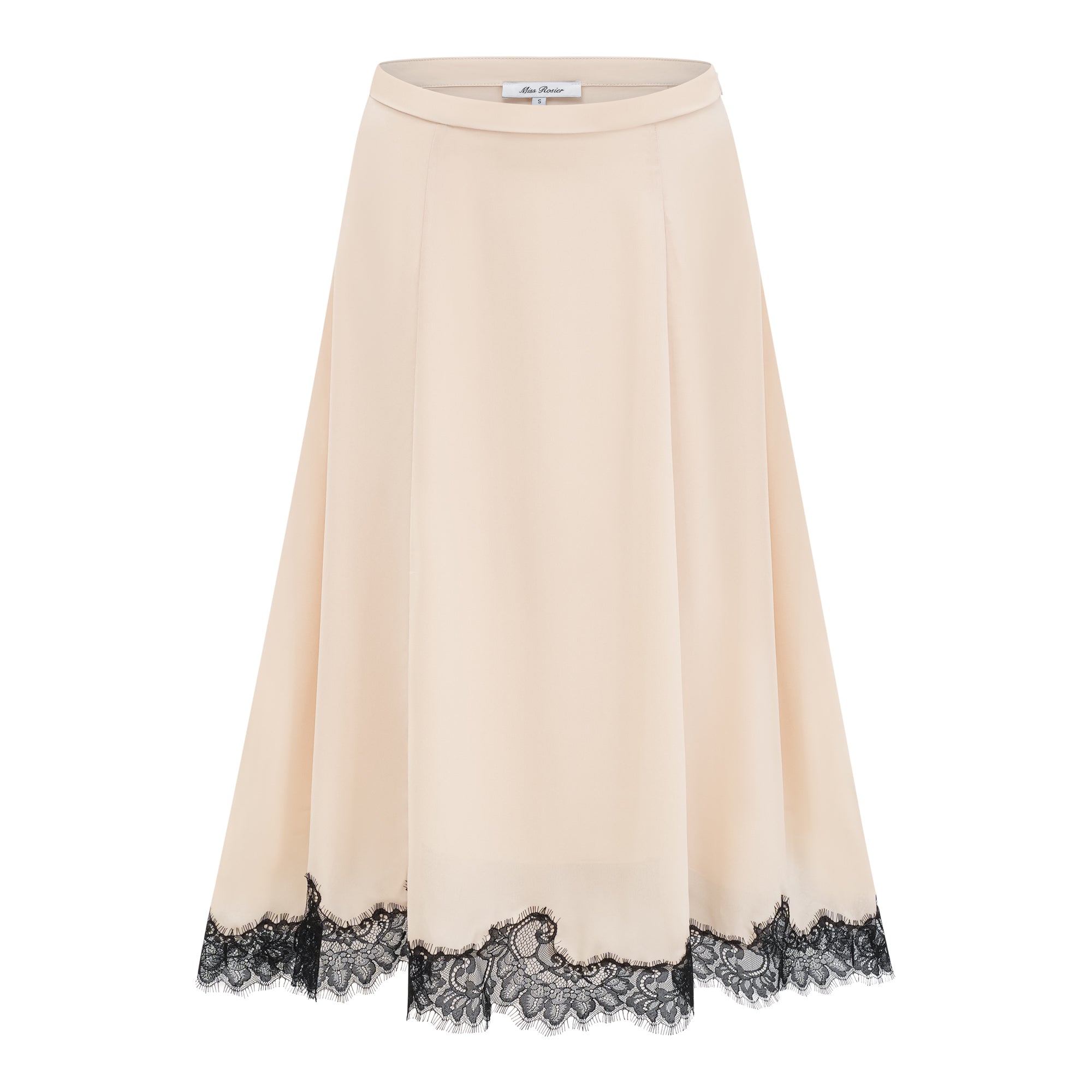 Zsófia Neutral Lace Panel Chiffon Top & Skirt Matching Set