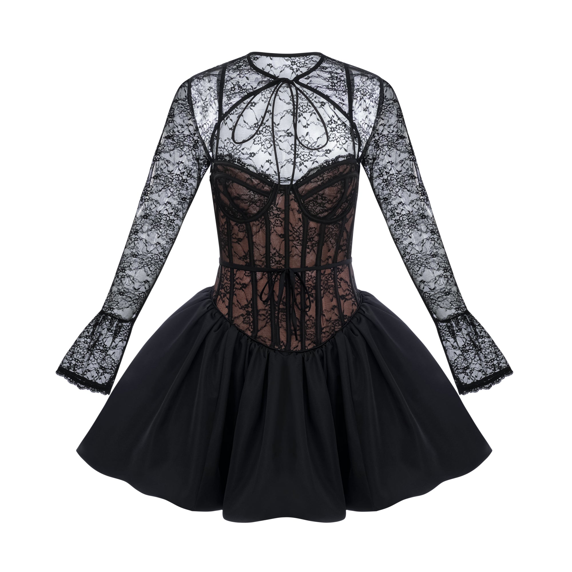 Louise black floral-lace vest & dress matching set
