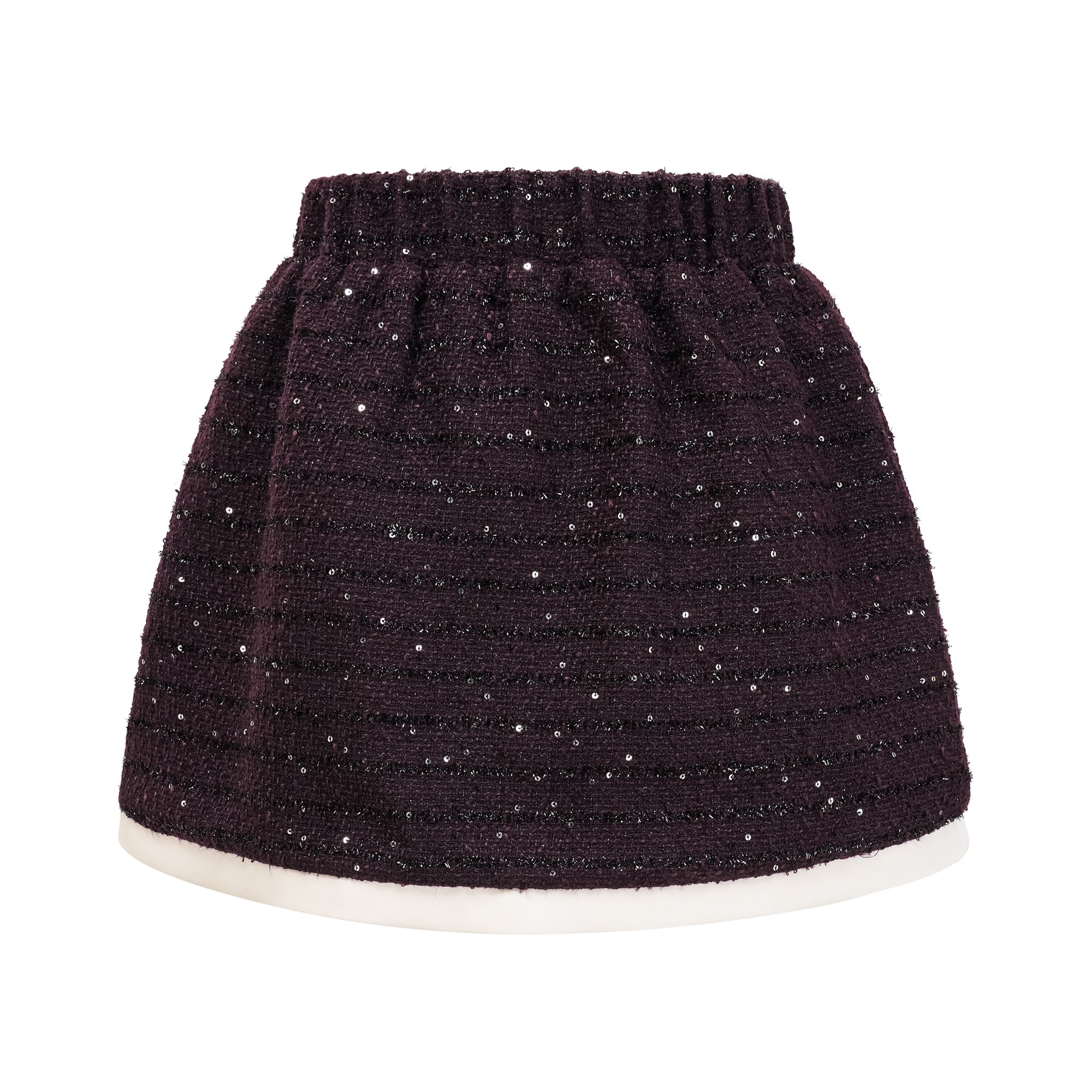 طقم سترة وتنورة من قماش تويد مزين بالترتر باللون الأرجواني من بريجيت