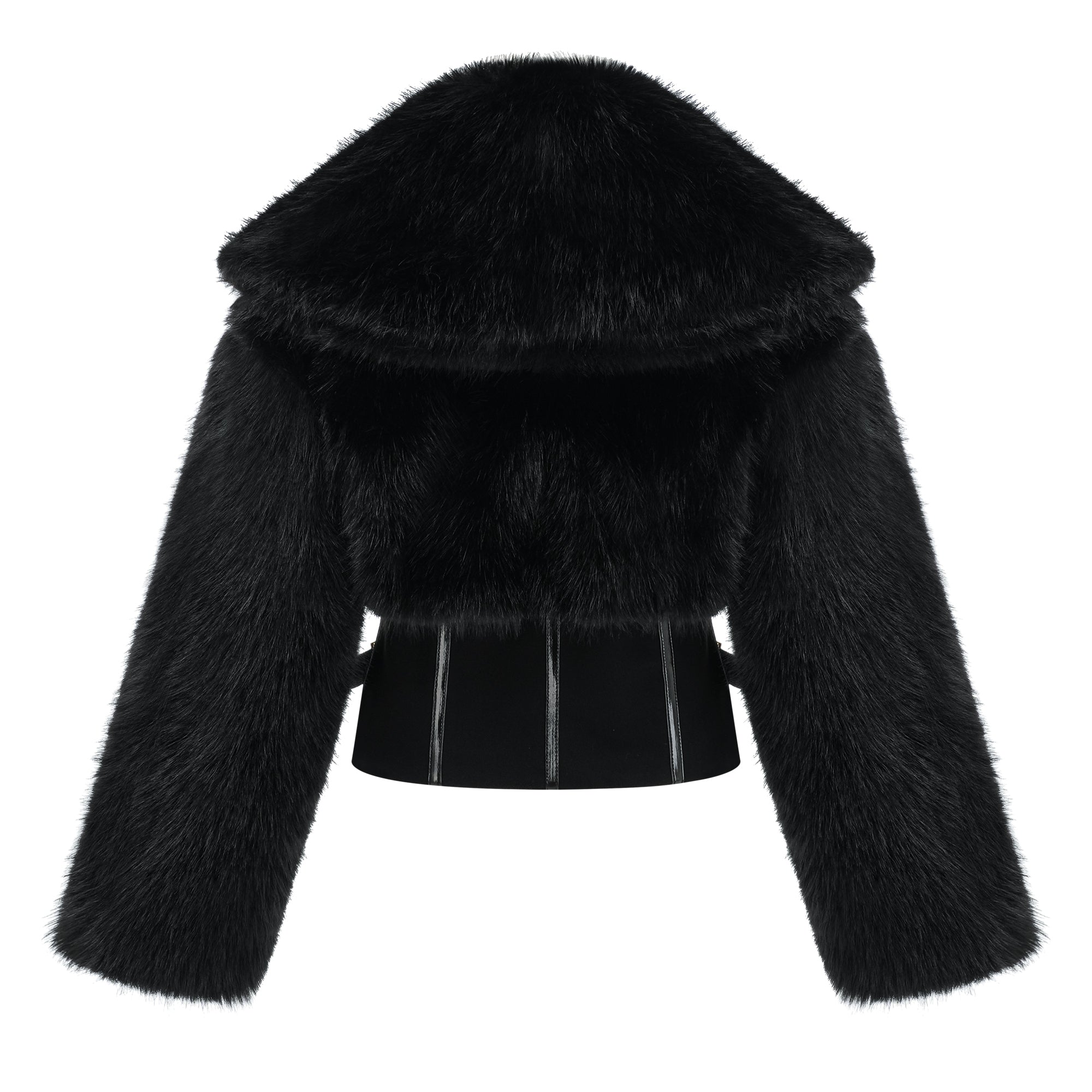Alberta Black Faux-Fur Corset Panel Jacket