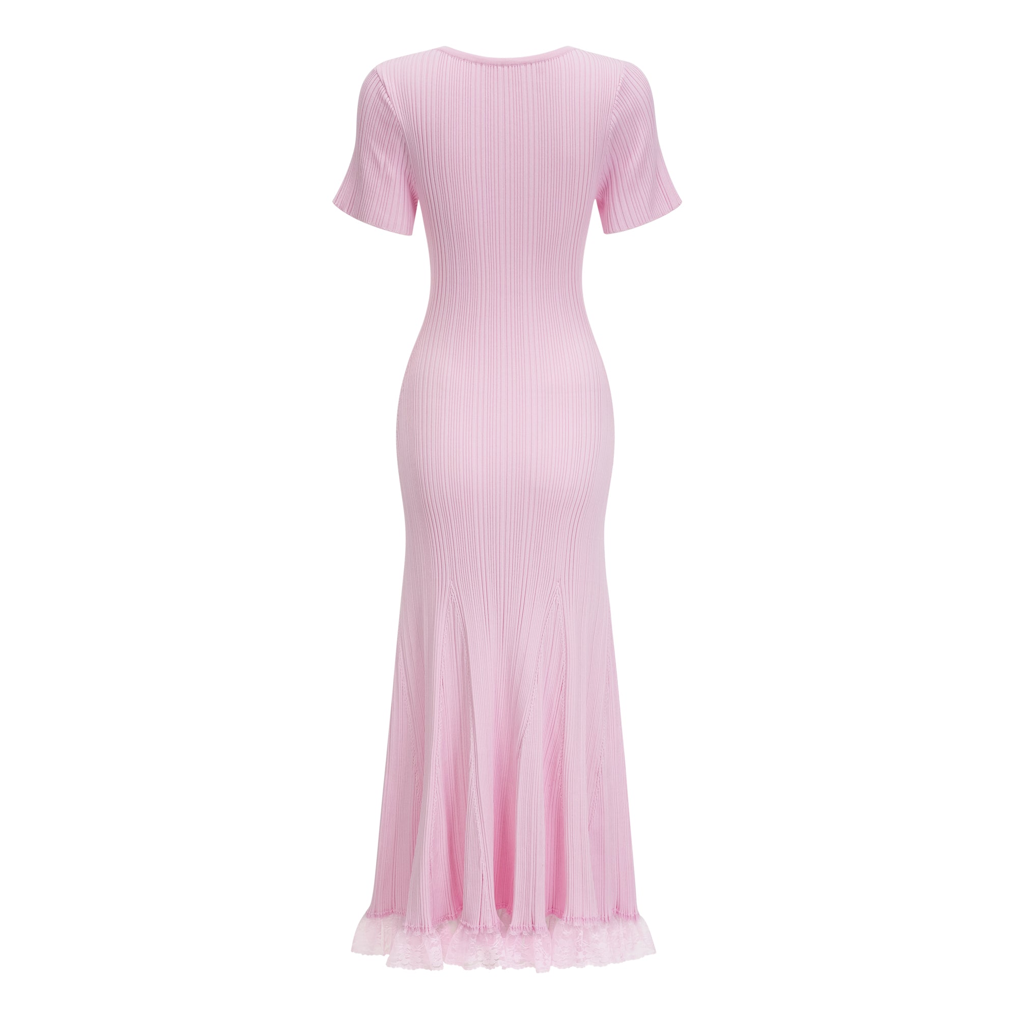 فستان ميدي من تاليا باللون الوردي مع حواف من الدانتيل