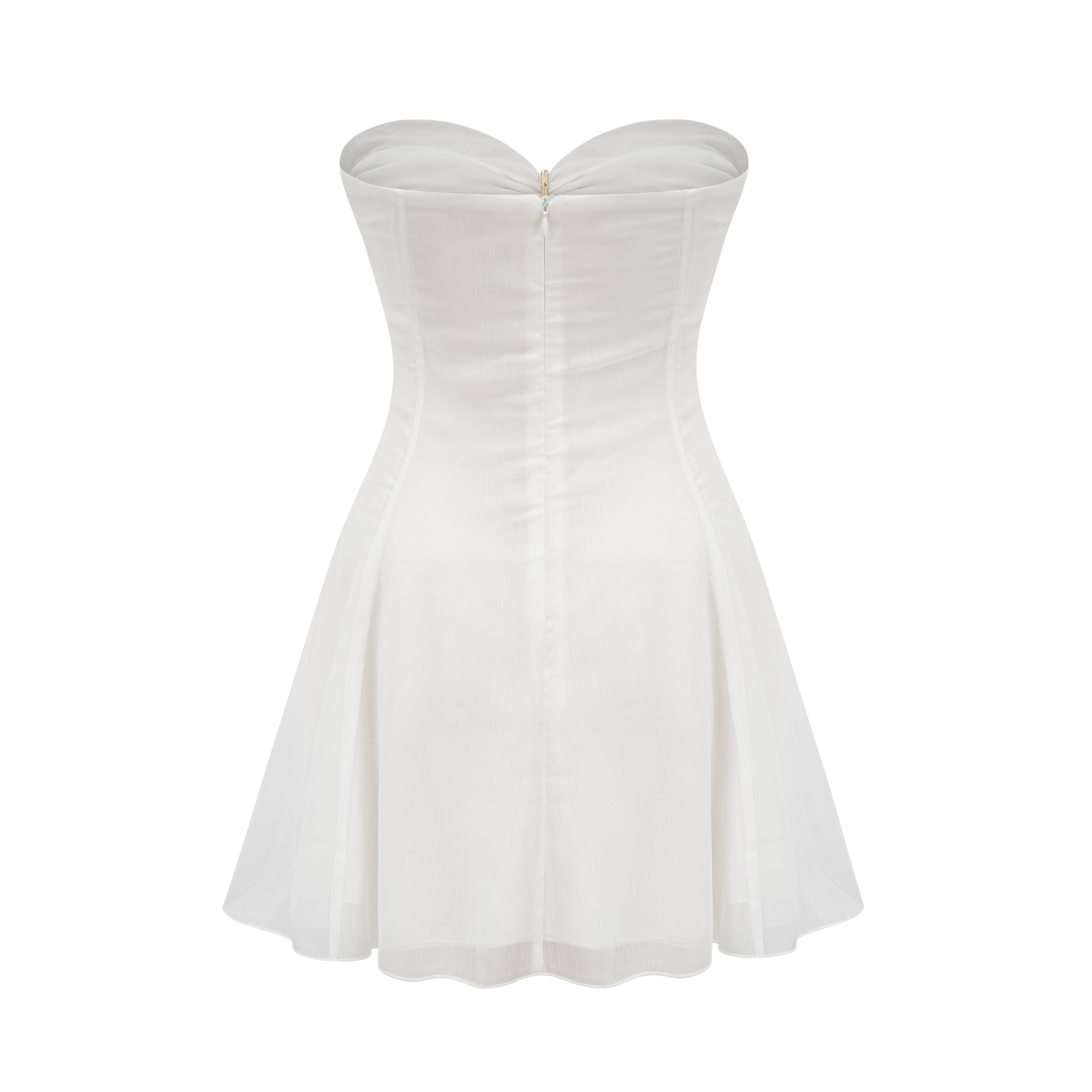 فستان قصير من Émilienne بفتحات وثنيات وأكتاف مكشوفة