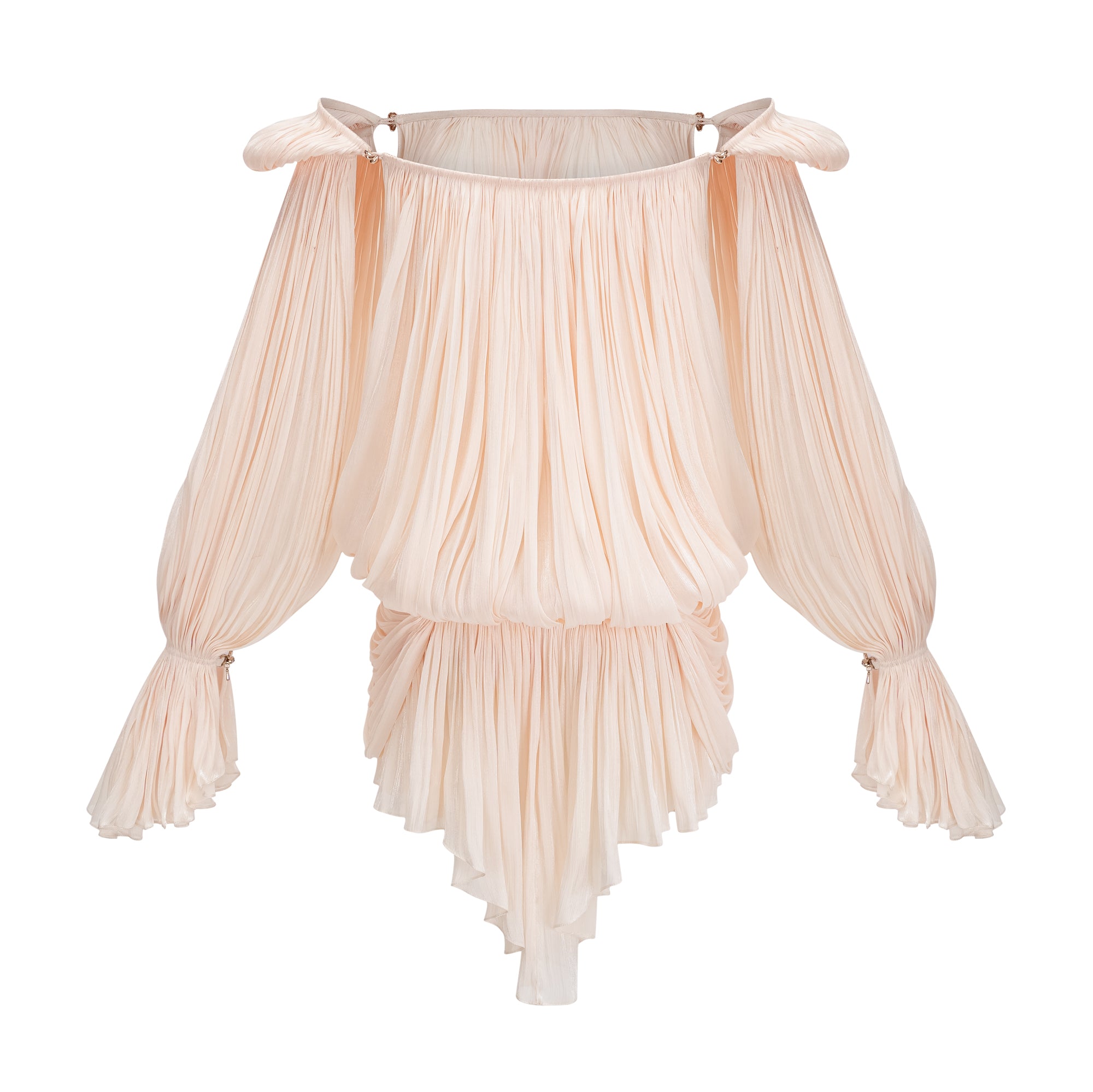 فستان قصير مطوي ومكشكش من Halvard Neutrals