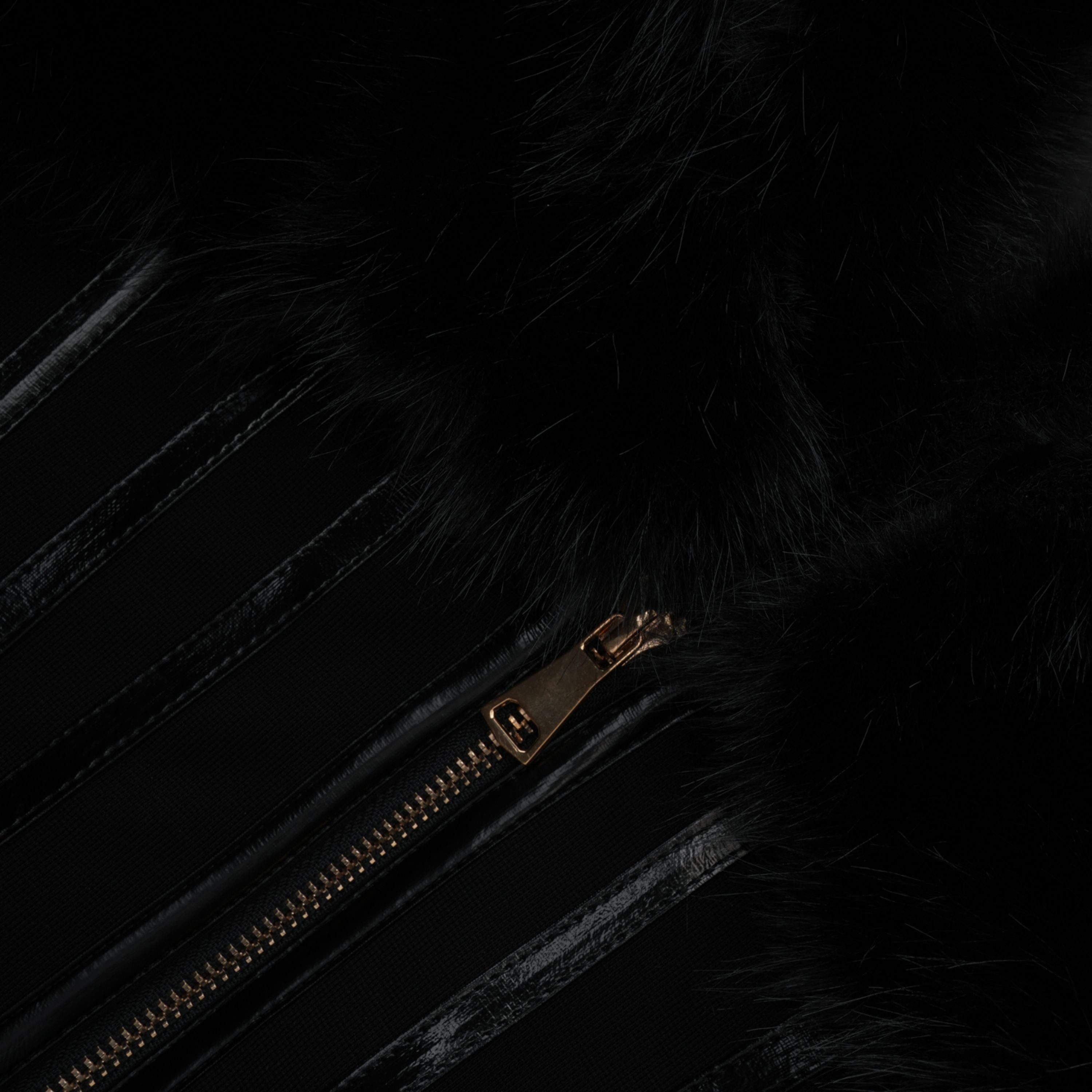 Alberta Black Faux-Fur Corset Panel Jacket