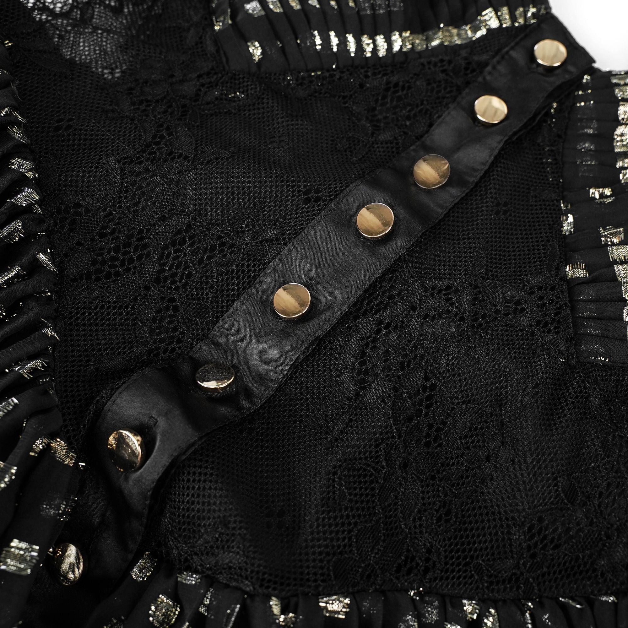 Aloïse – Schwarzes, gepunktetes, plissiertes Midikleid