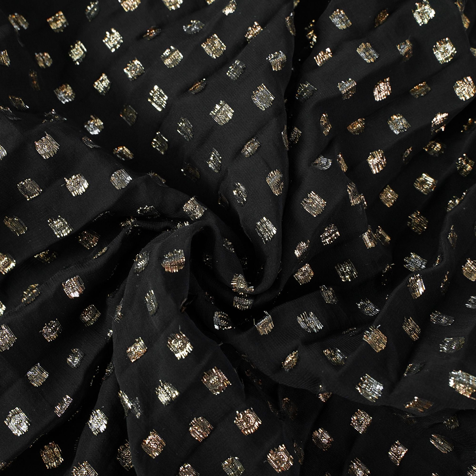 Aloïse – Schwarzes, gepunktetes, plissiertes Midikleid