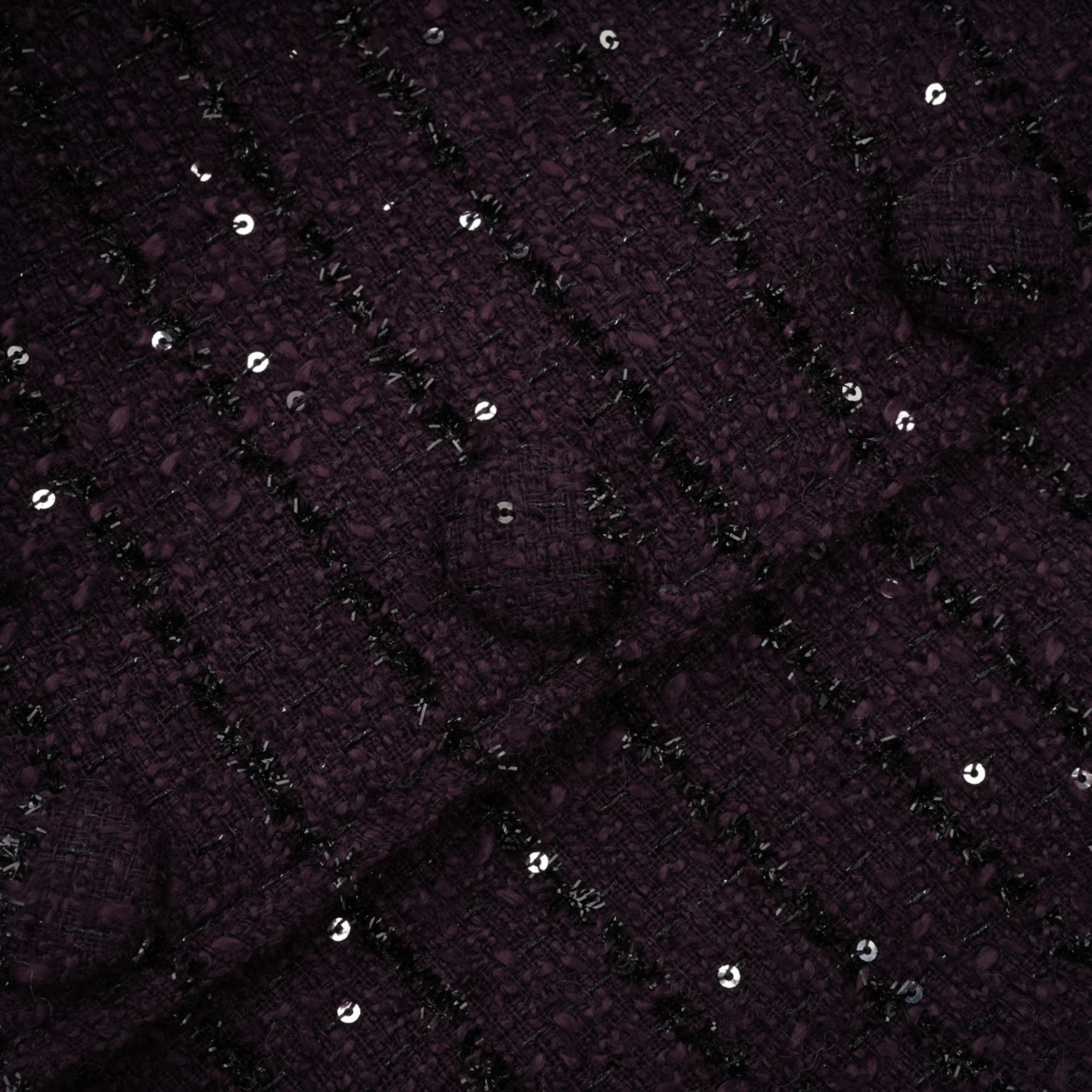 طقم سترة وتنورة من قماش تويد مزين بالترتر باللون الأرجواني من بريجيت