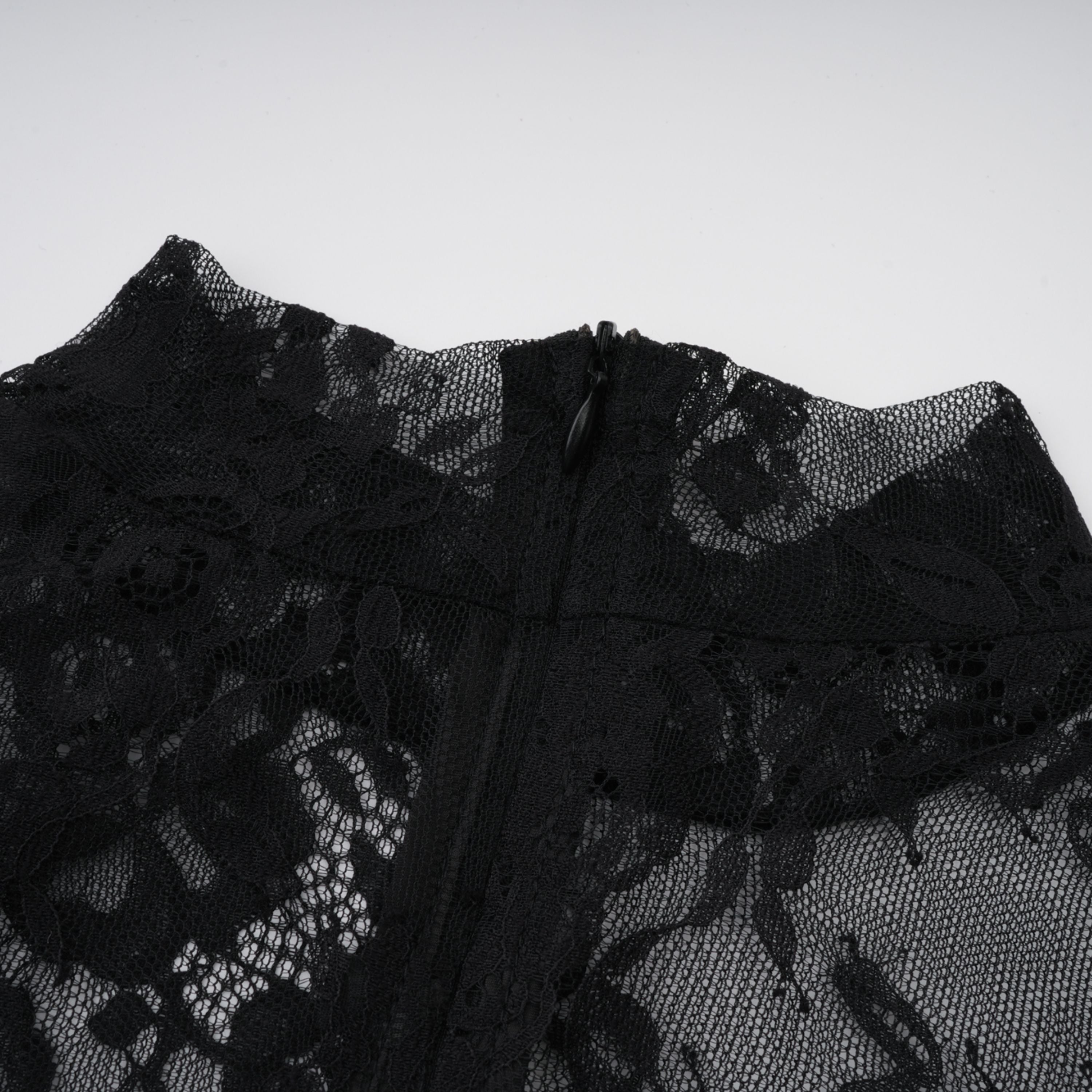 Roxane black floral-lace ruffled maxi dress