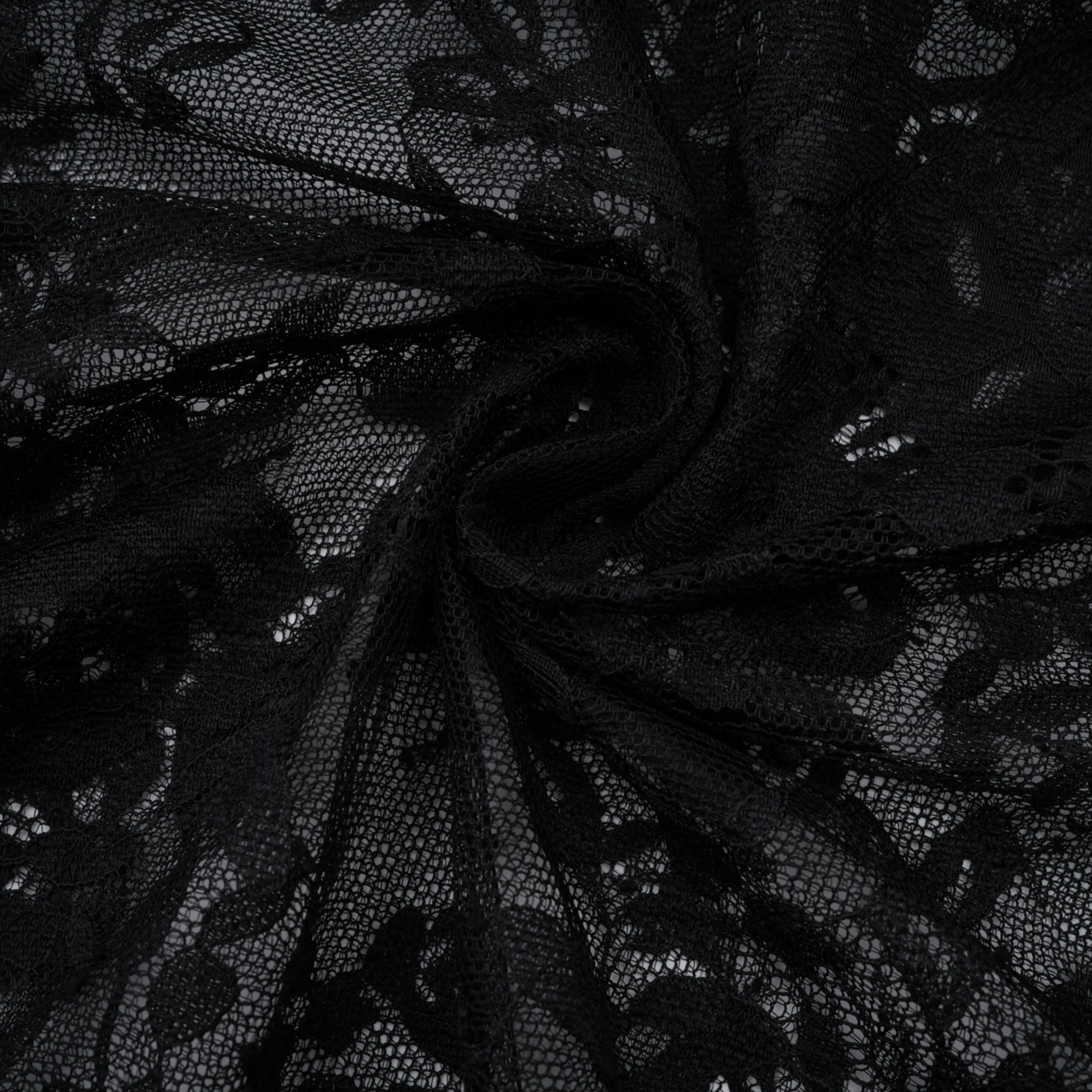 Roxane black floral-lace ruffled maxi dress