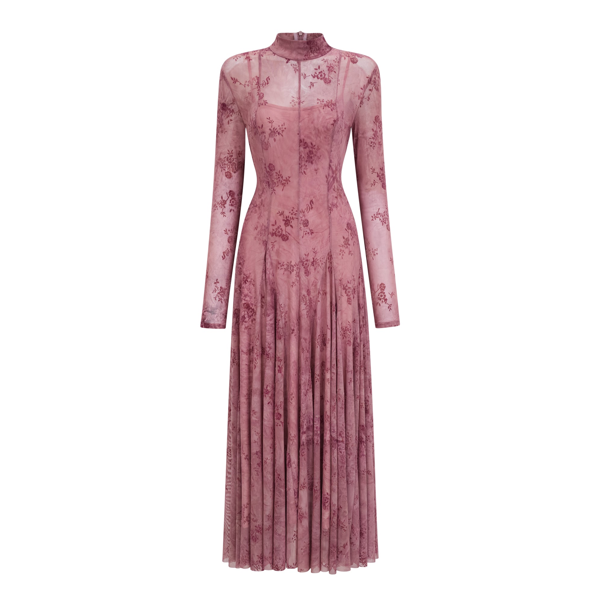 فستان طويل من التول المزخرف باللون الوردي من أريادن