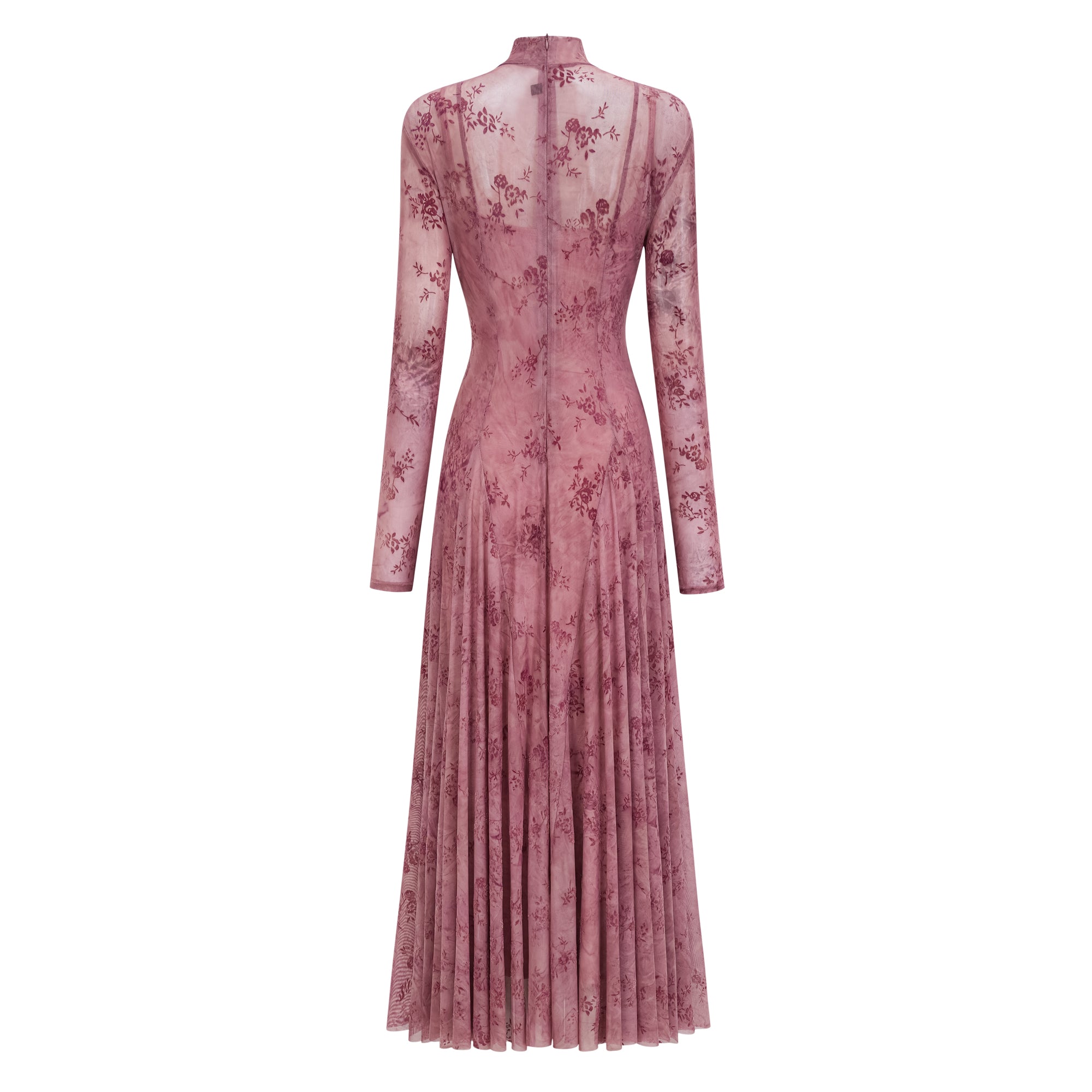فستان طويل من التول المزخرف باللون الوردي من أريادن