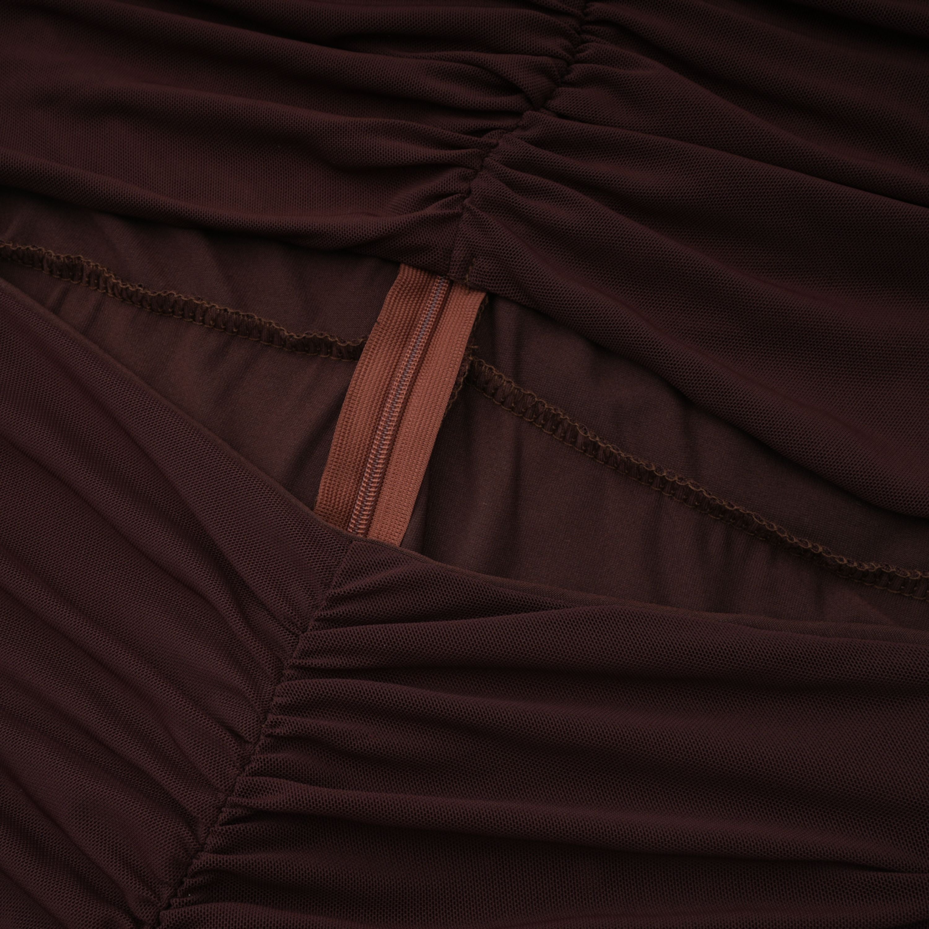 Bruna Cut-Out Ruched Mesh Maxi Dress