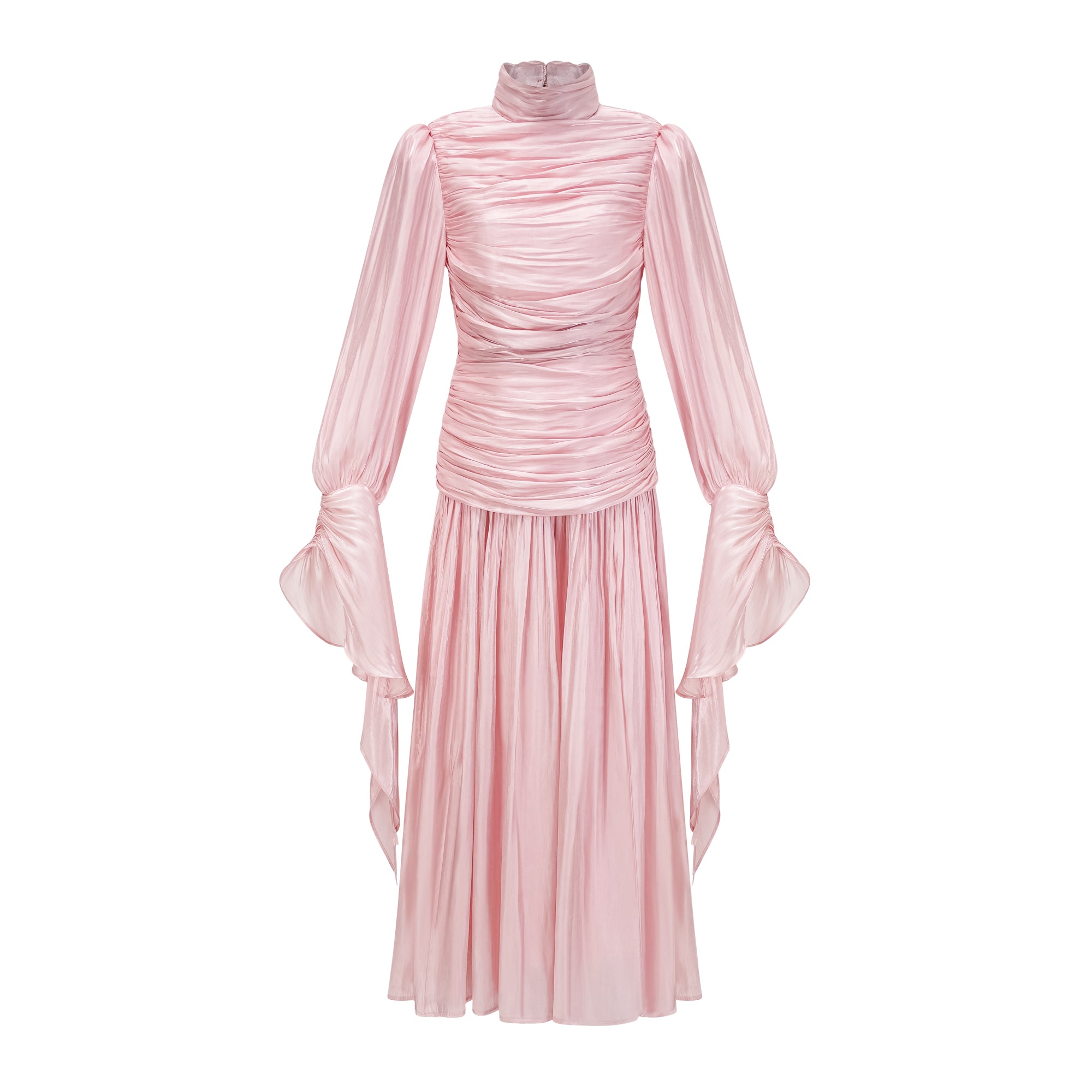 Sarolta Pink Glossy Ruched Maxi Dress
