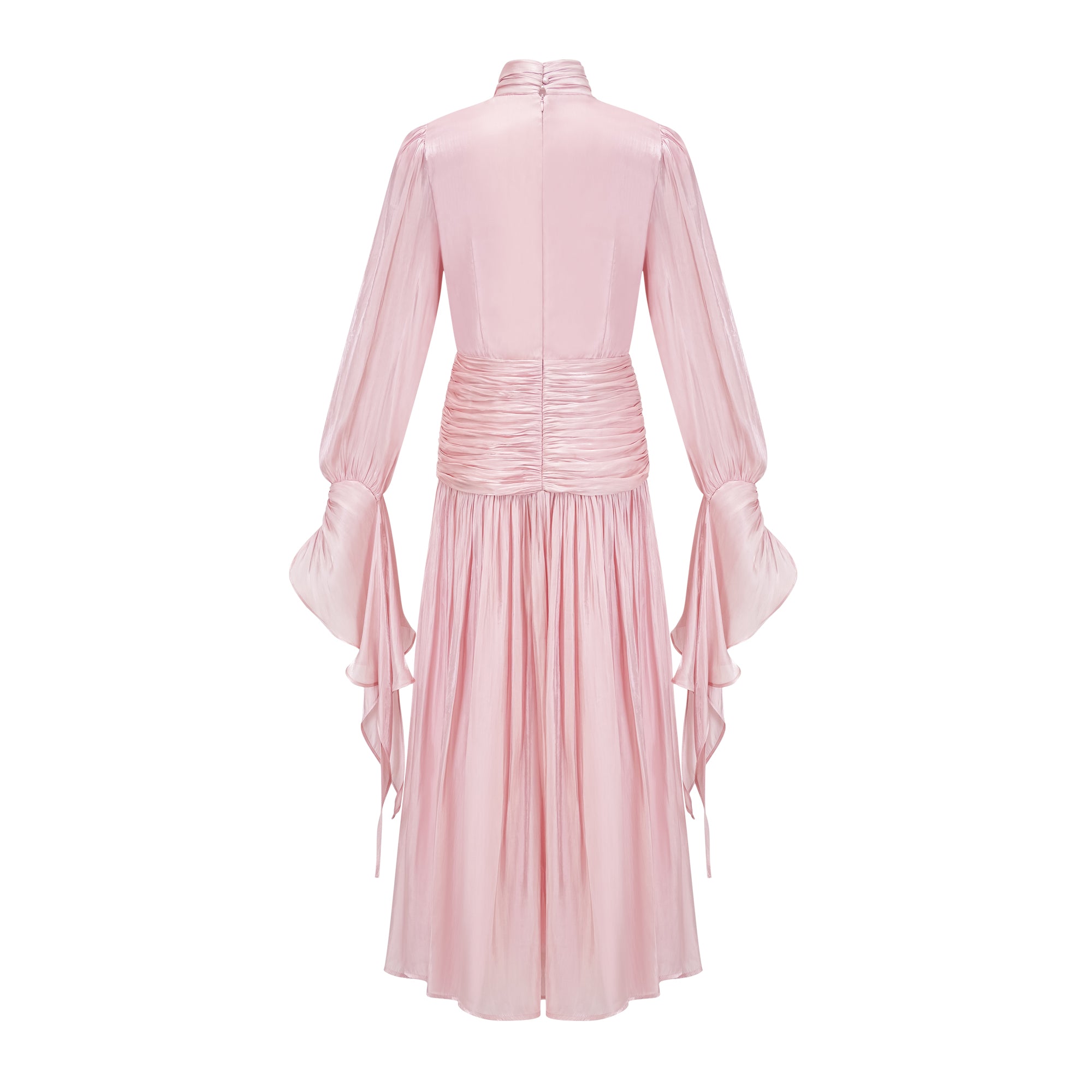 Sarolta Pink Glossy Ruched Maxi Dress