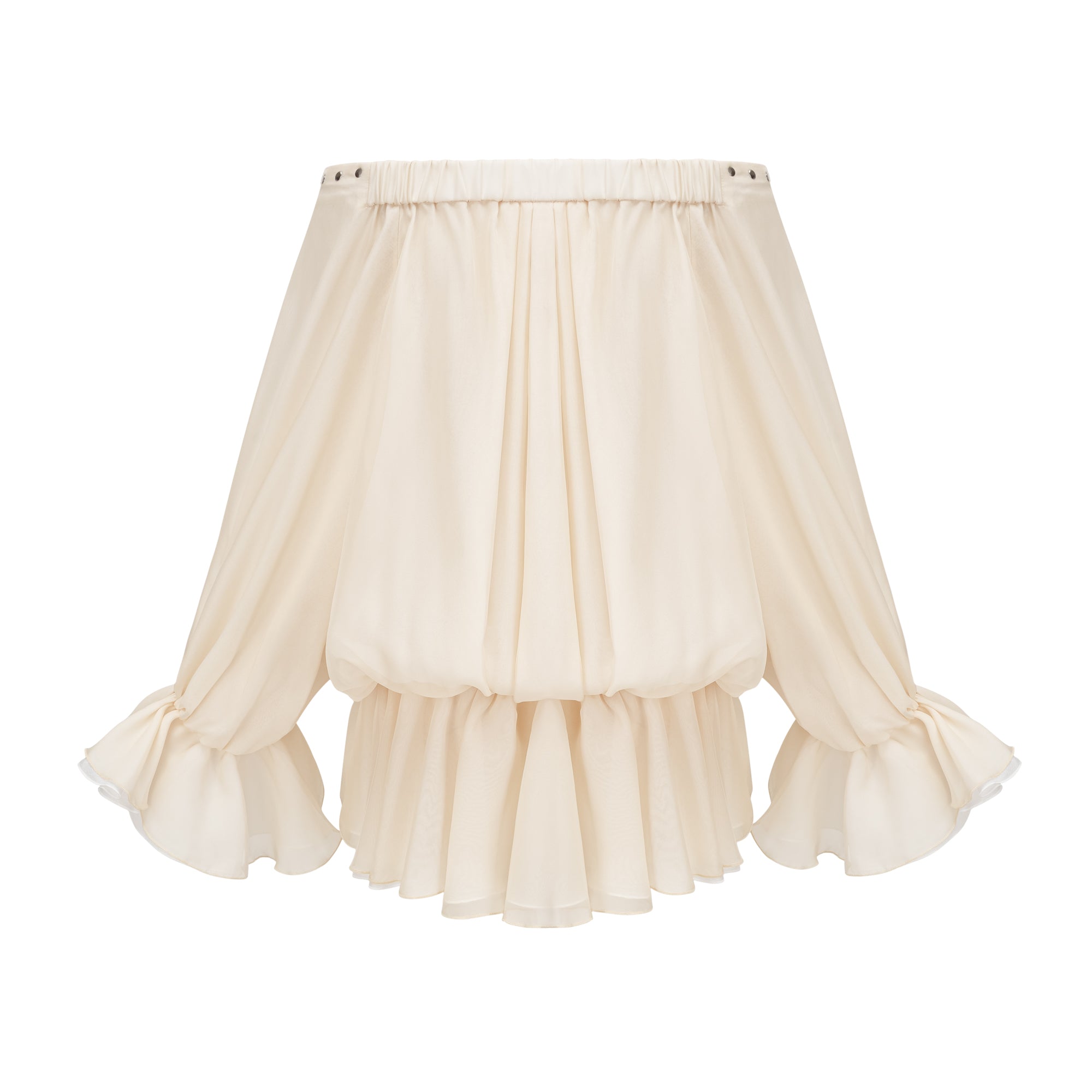 فستان ليزيت شيفون قصير بدون أكتاف