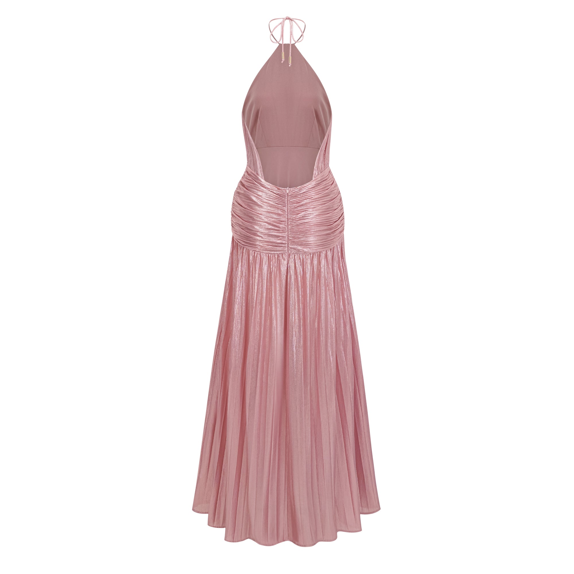 فستان طويل مطوي لامع باللون الوردي من Alchimie