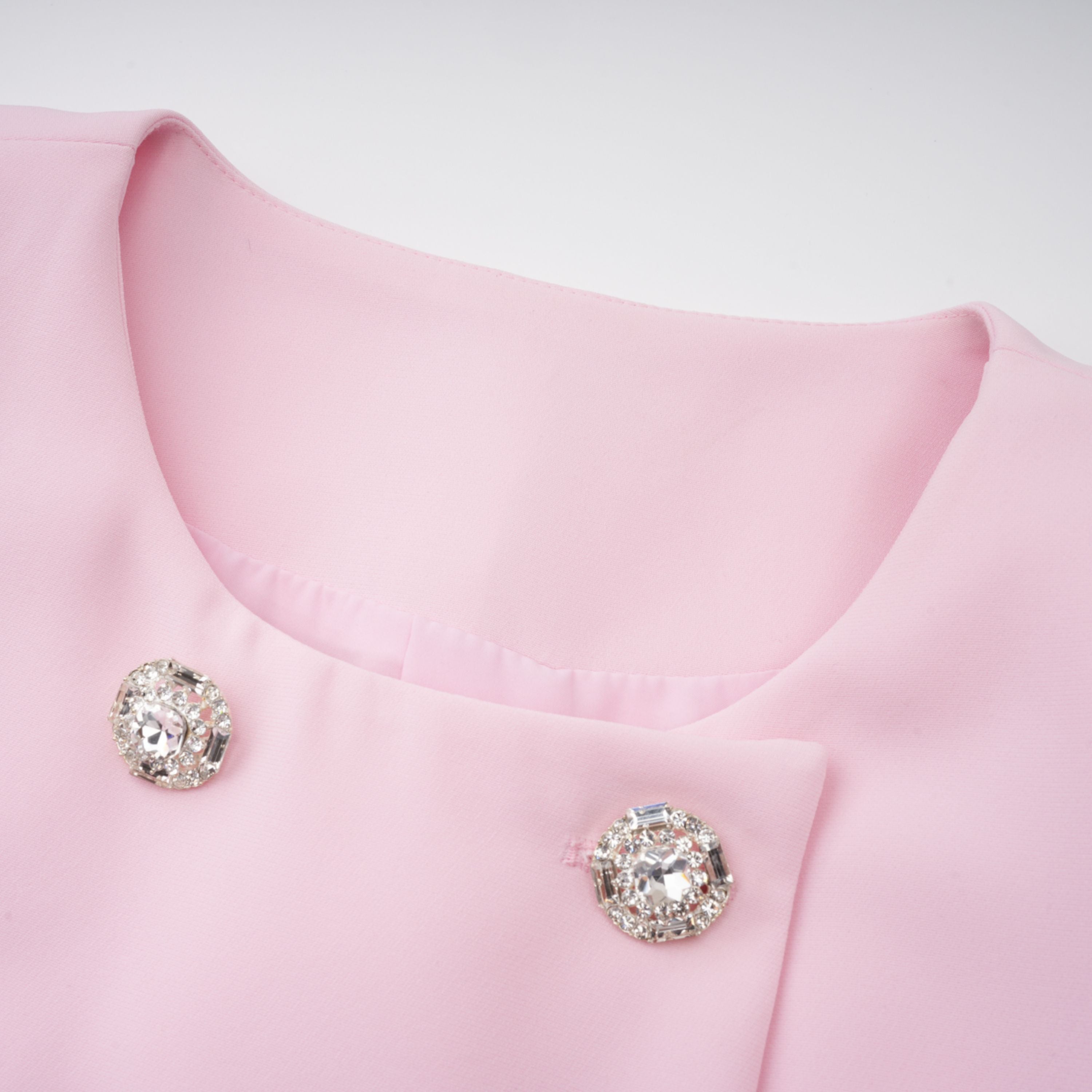 Freja Pink Feather Trim Mini Blazer Dress