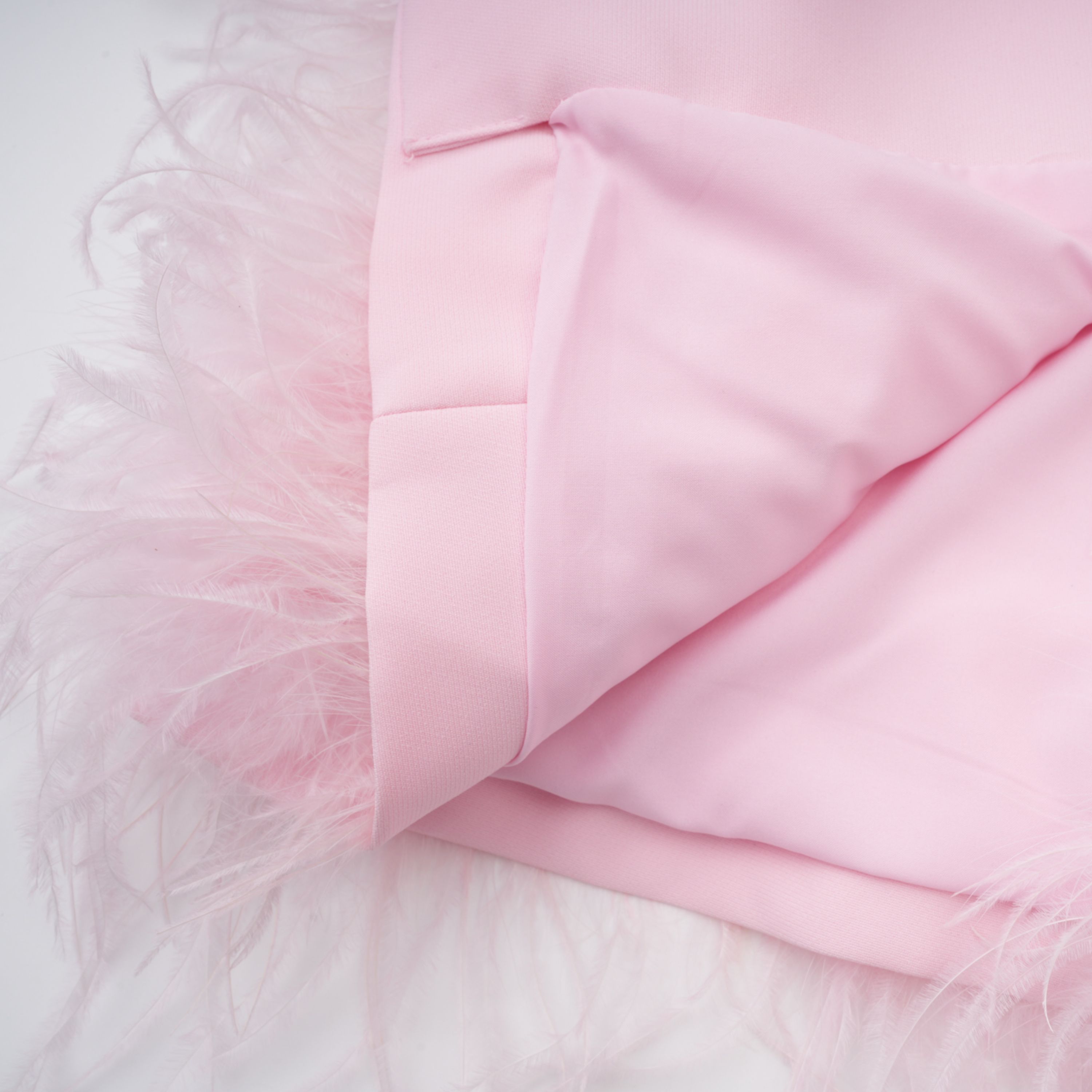 Freja Pink Feather Trim Mini Blazer Dress