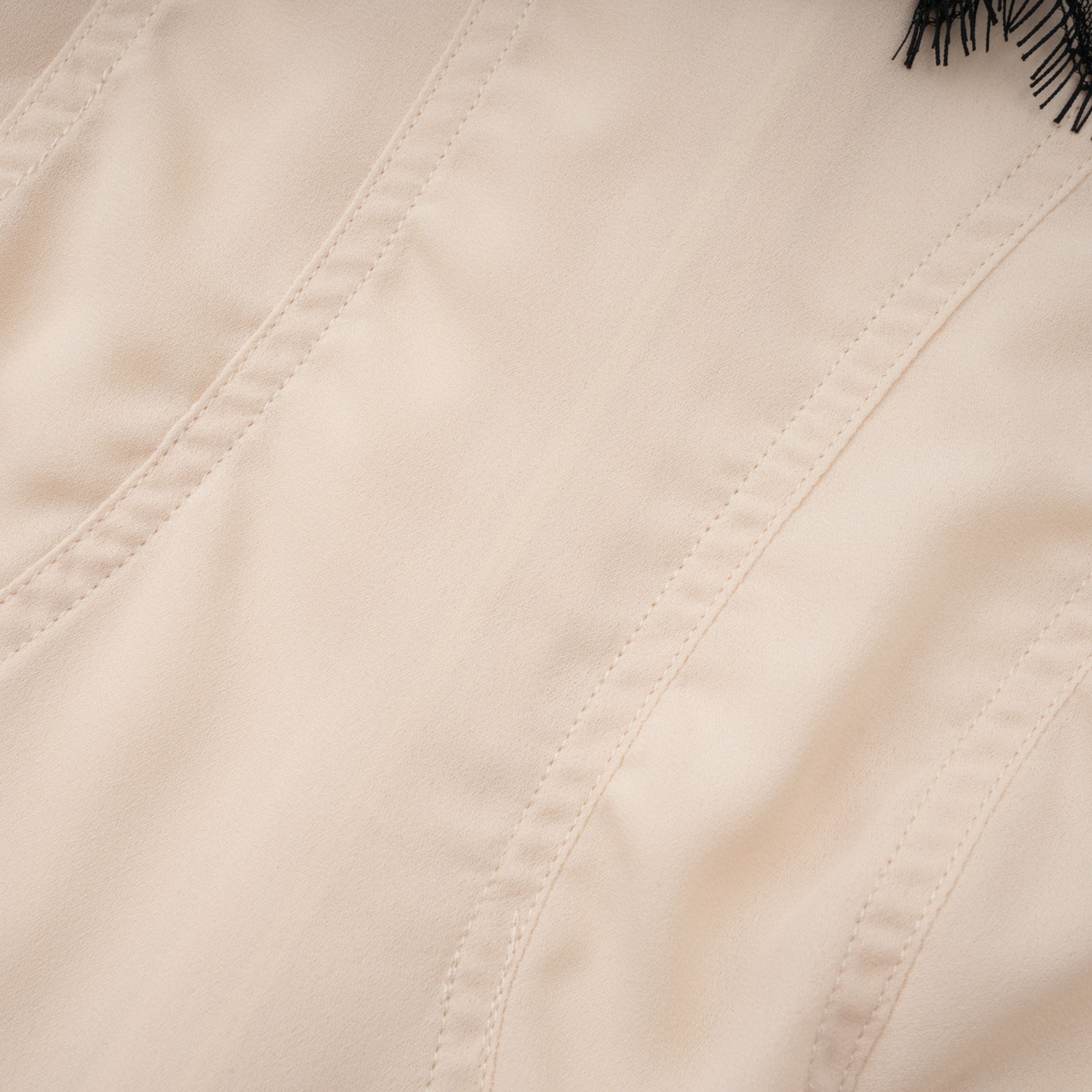 Zsófia Neutral Lace Panel Chiffon Top & Skirt Matching Set