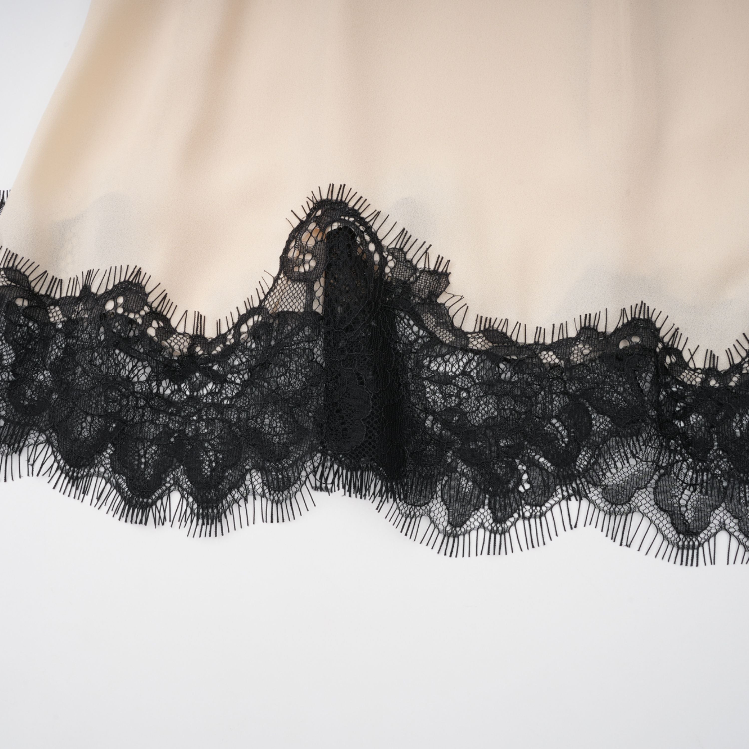 Zsófia Neutral Lace Panel Chiffon Top & Skirt Matching Set