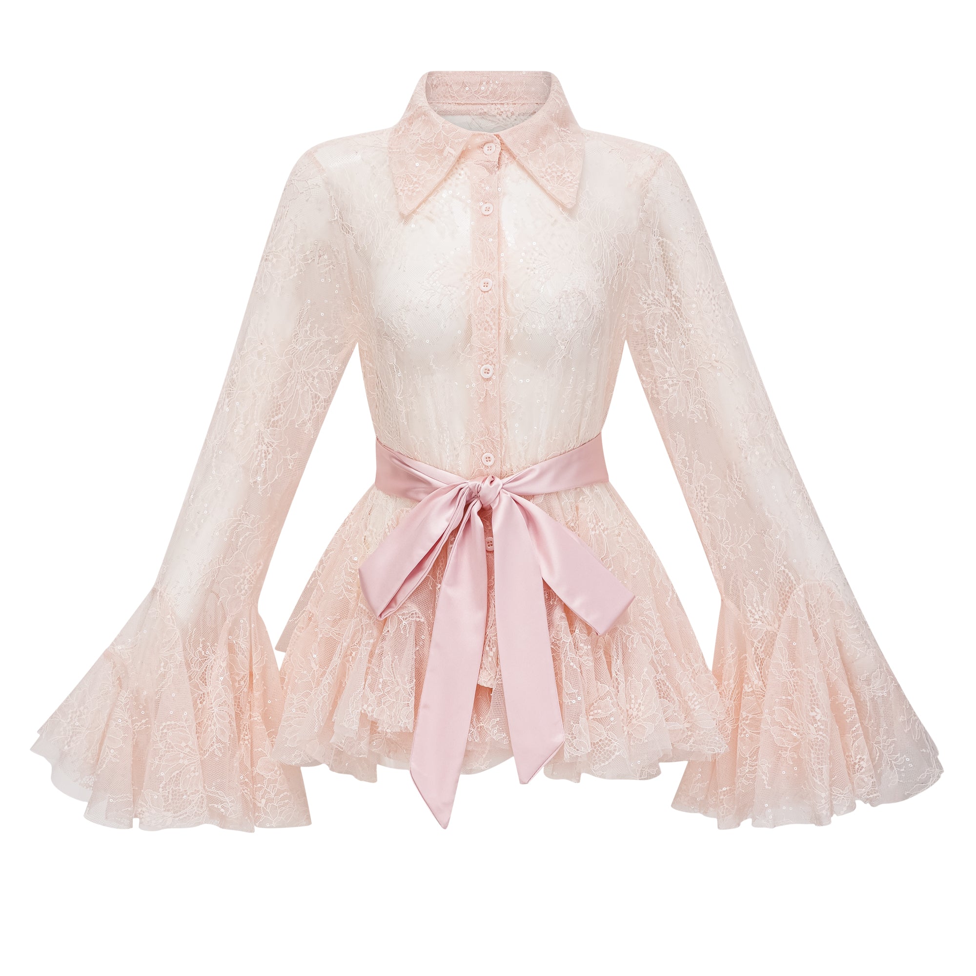 Fadila Pink – Set aus halbtransparenter Bluse und Kleid