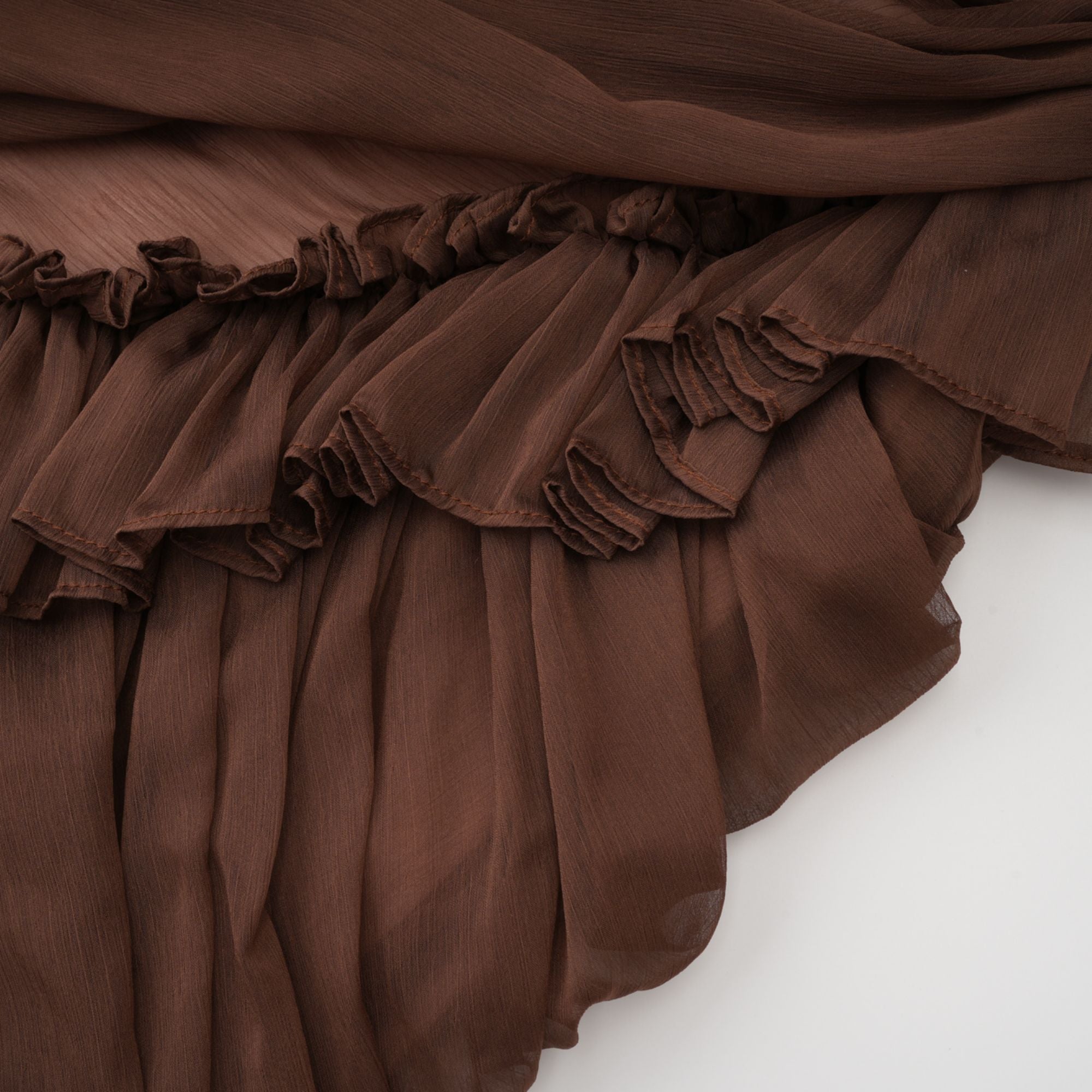 Jade braunes gerafftes Tüll-Minikleid