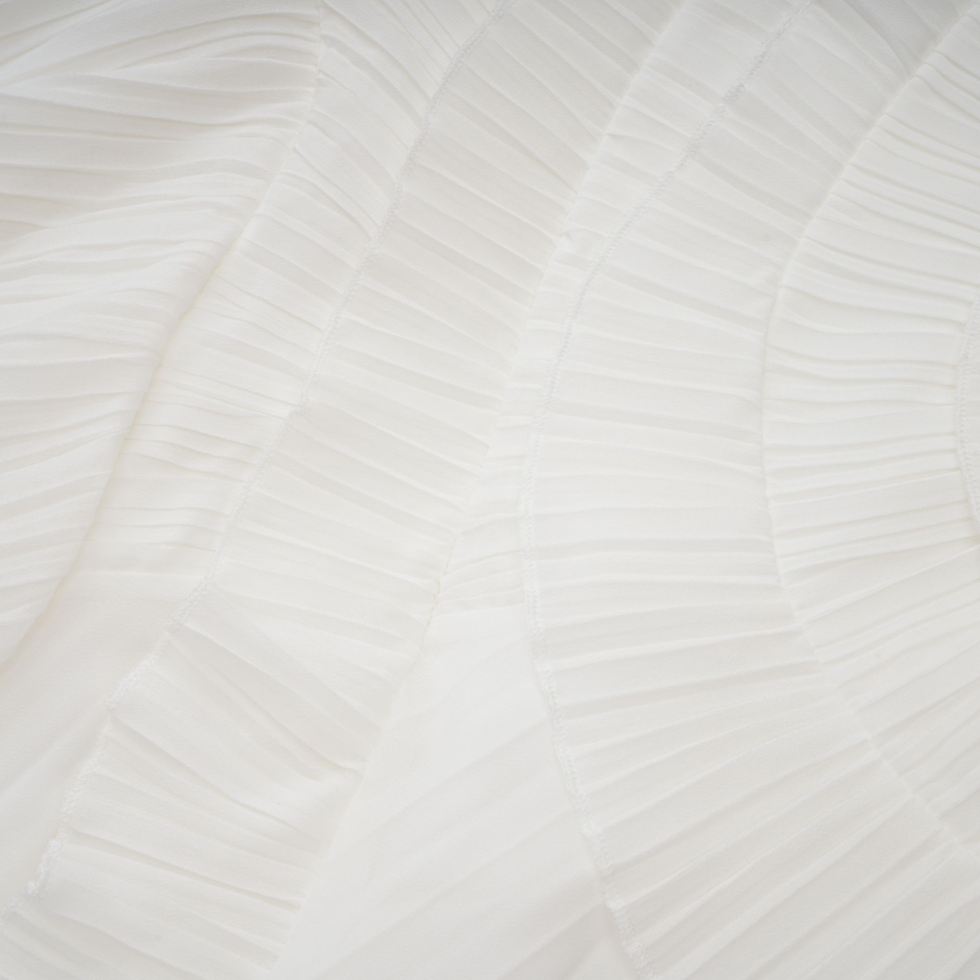 Doux White Ruffled Trim Pleated Midi Dress