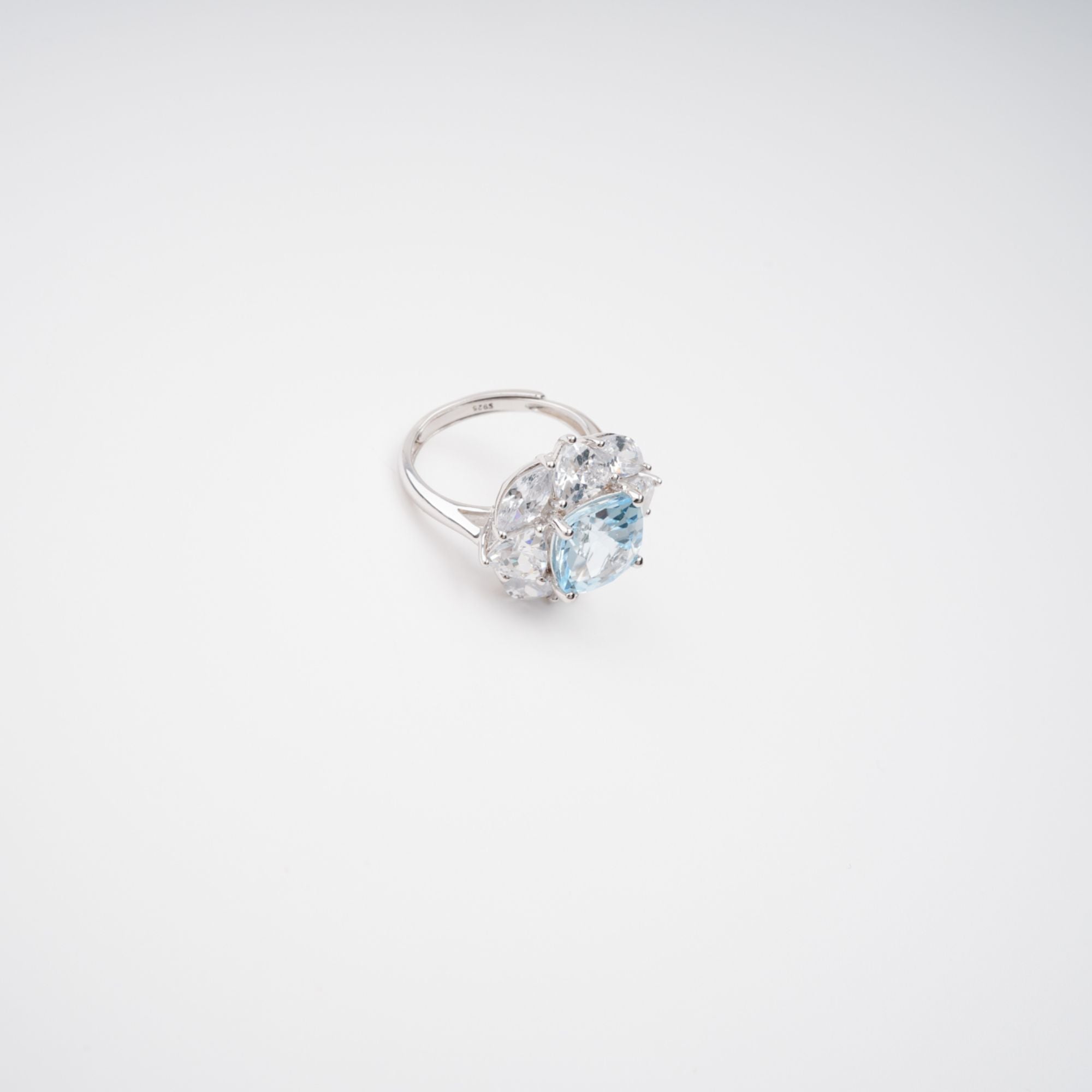 Daphné Blue Sterling Silver Adjustable Gemstone Ring