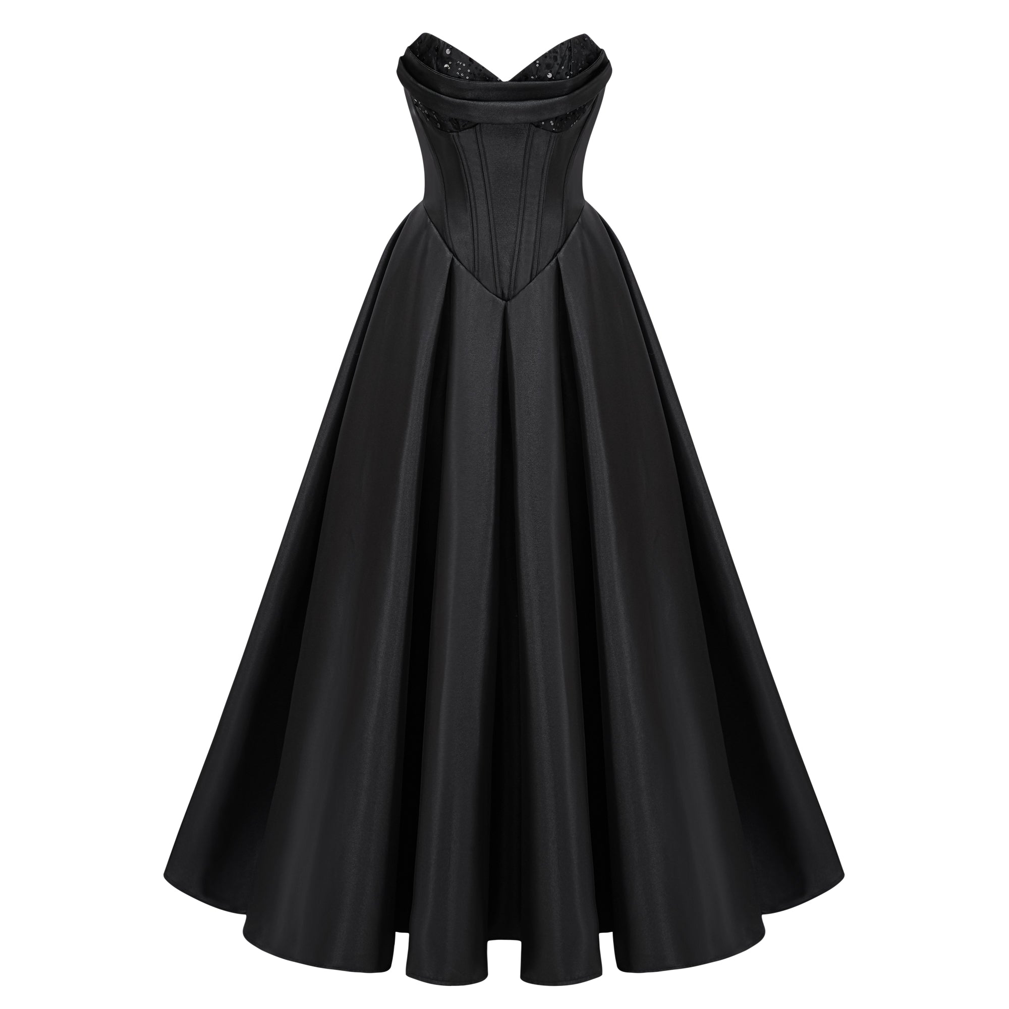 فستان طويل بصدّار كورسيه أسود من Ivana