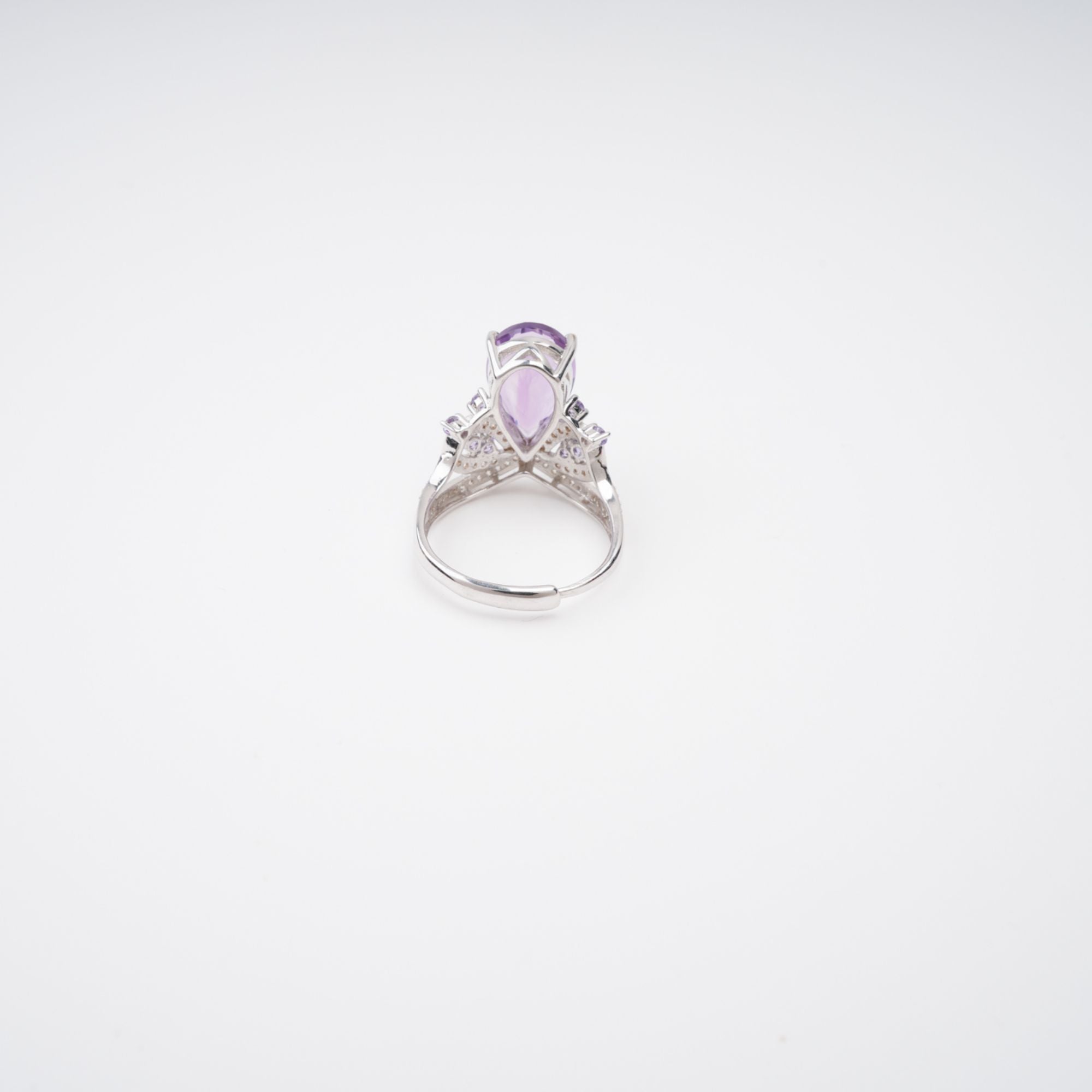 Eléonore Purple Pear Cut Gemstone Sterling Silver Adjustable Ring