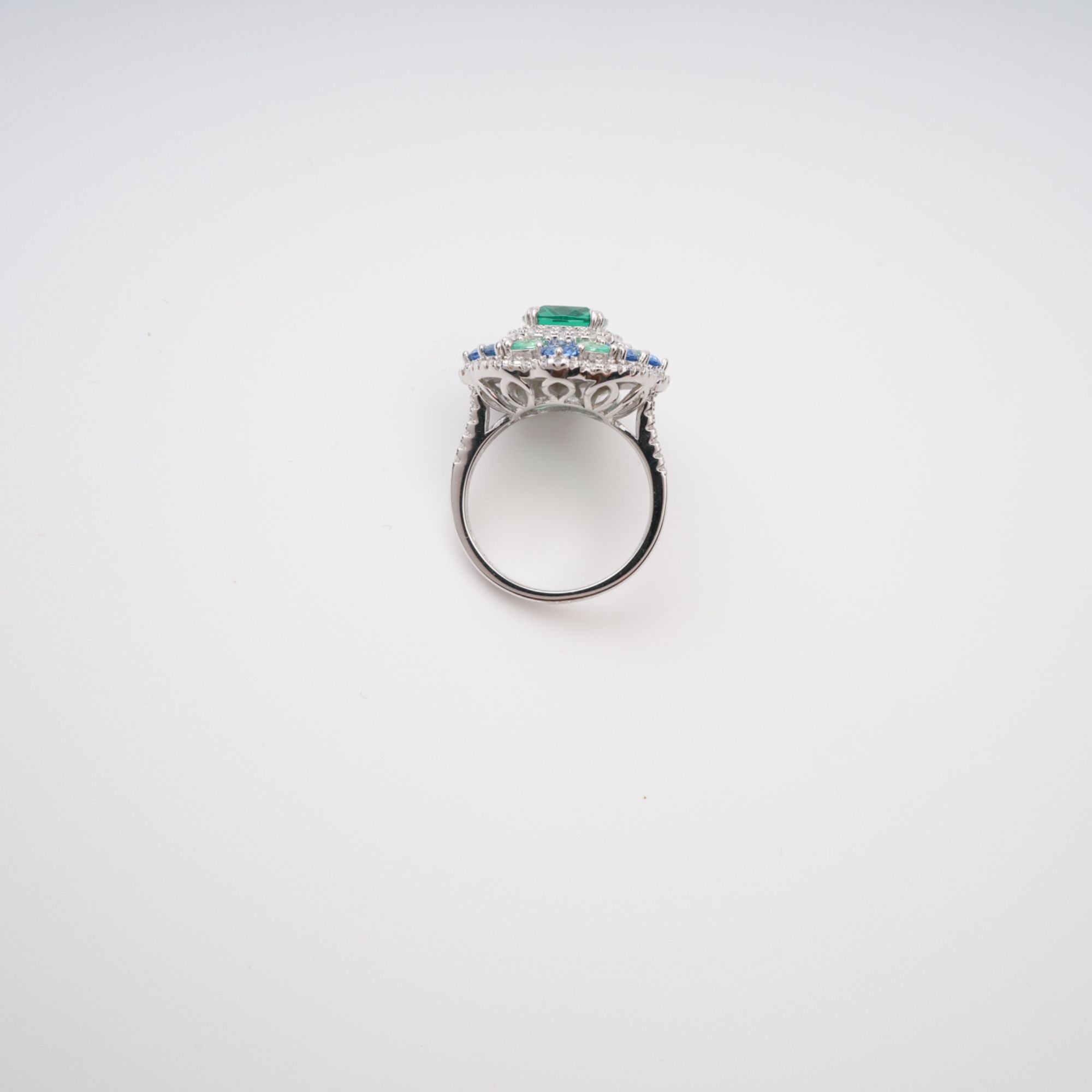 Clémence Green Emerald Cut Gemstone Sterling Silver Ring