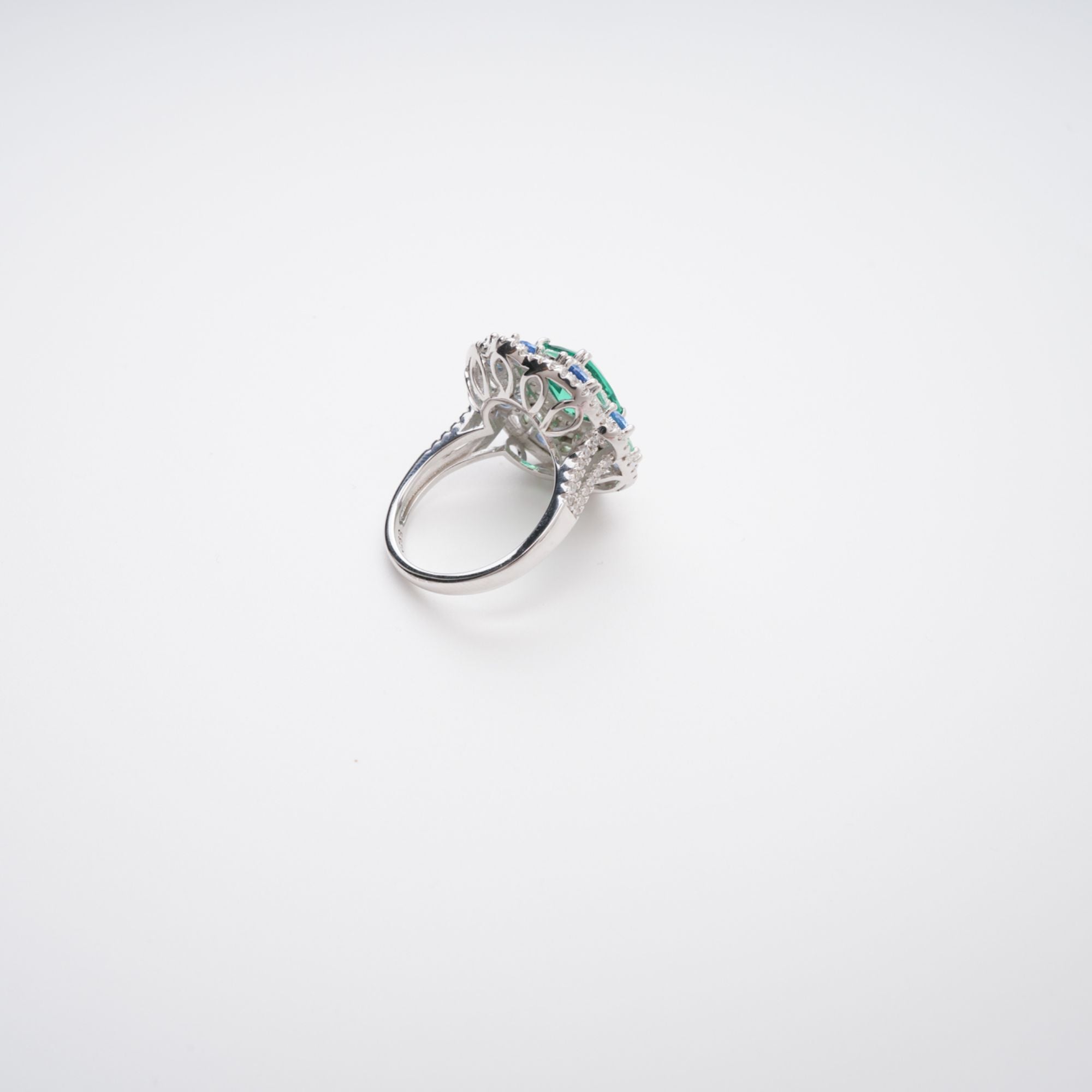 Clémence Green Emerald Cut Gemstone Sterling Silver Ring