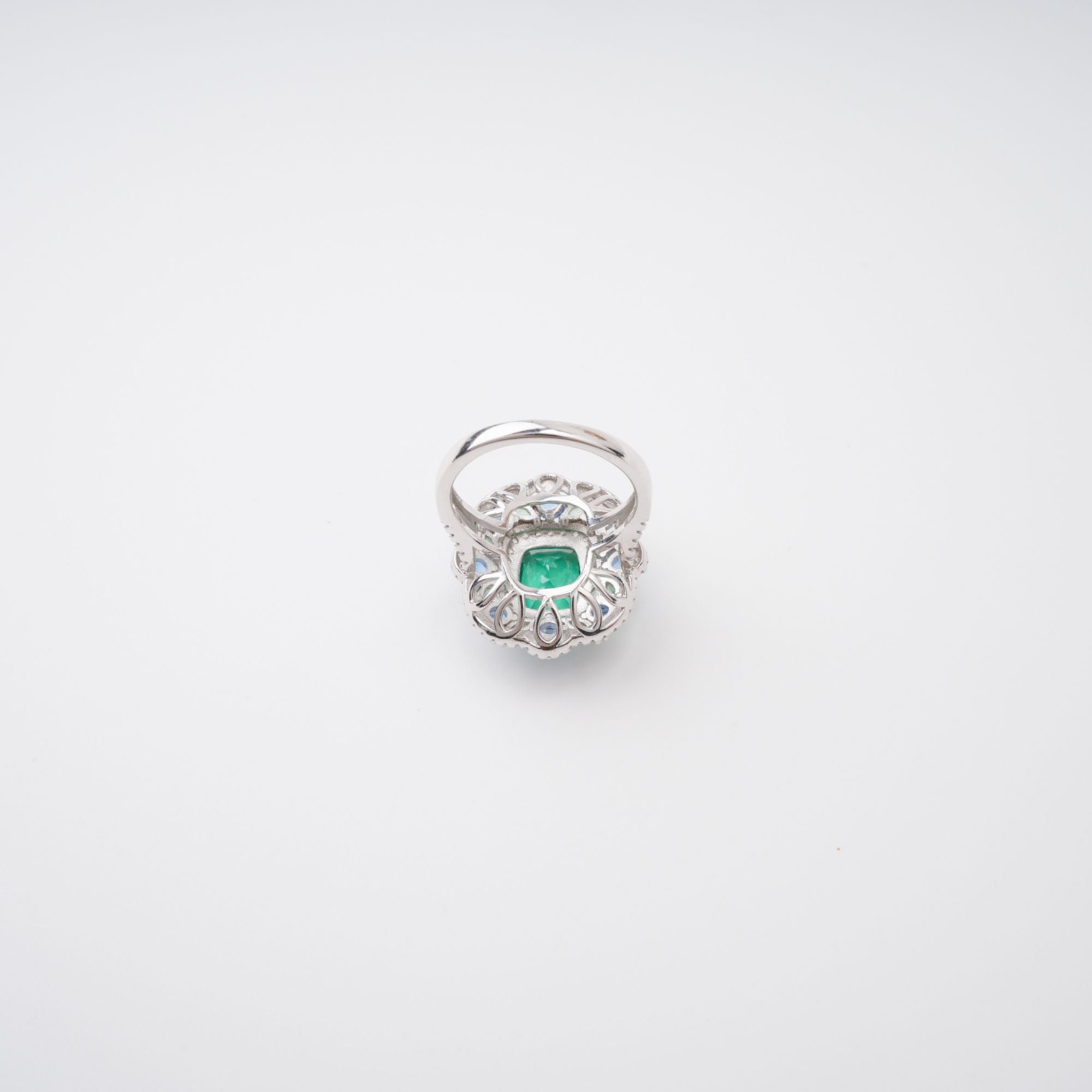 Clémence Green Emerald Cut Gemstone Sterling Silver Ring
