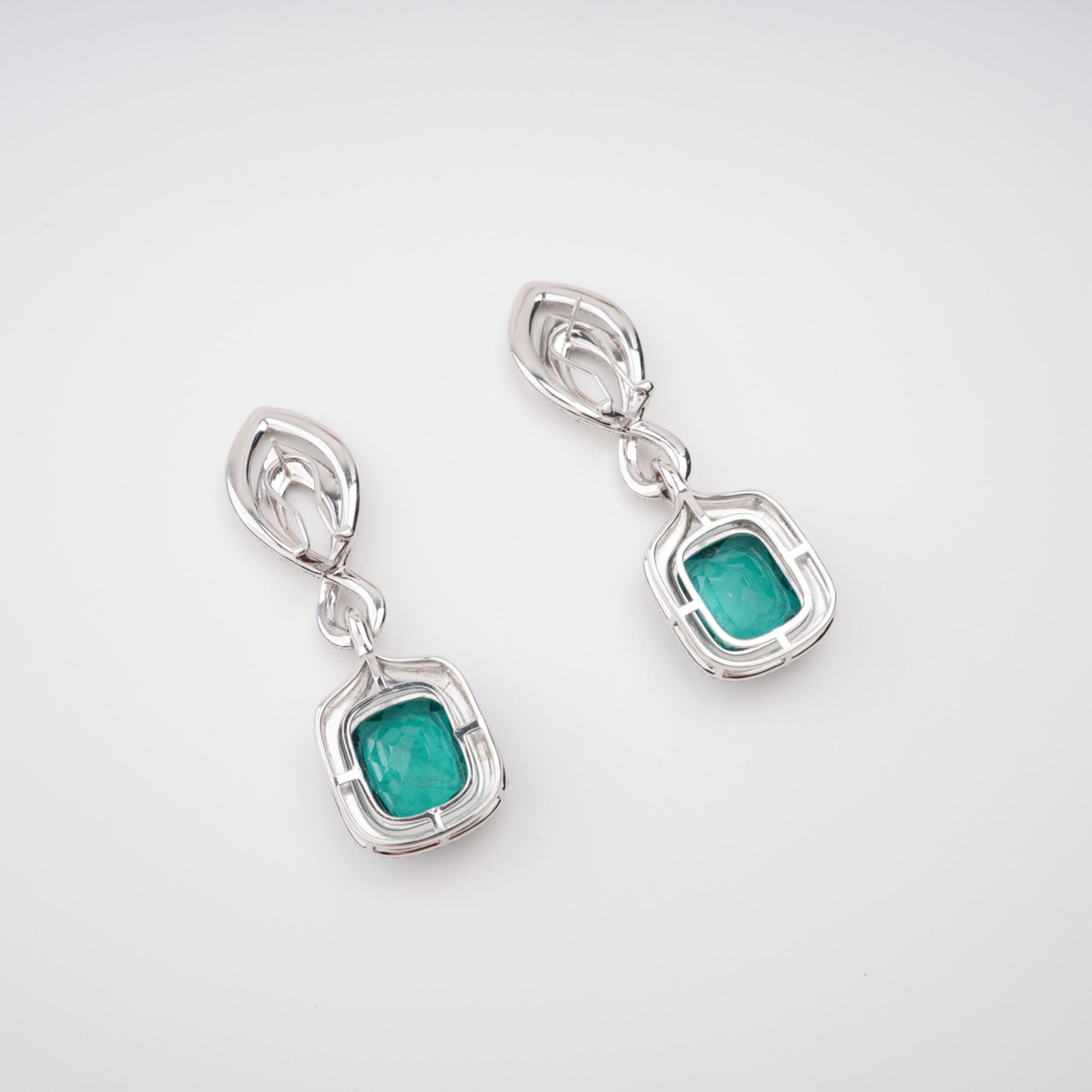 Helen Green Cushion Cut Gemstone Sterling Silver Earrings