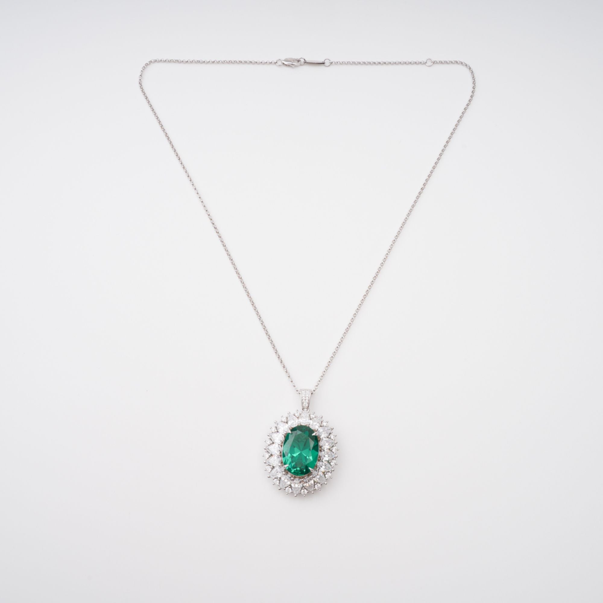 Raphaëlle Green Oval Gemstone Pendant Sterling Silver Necklace