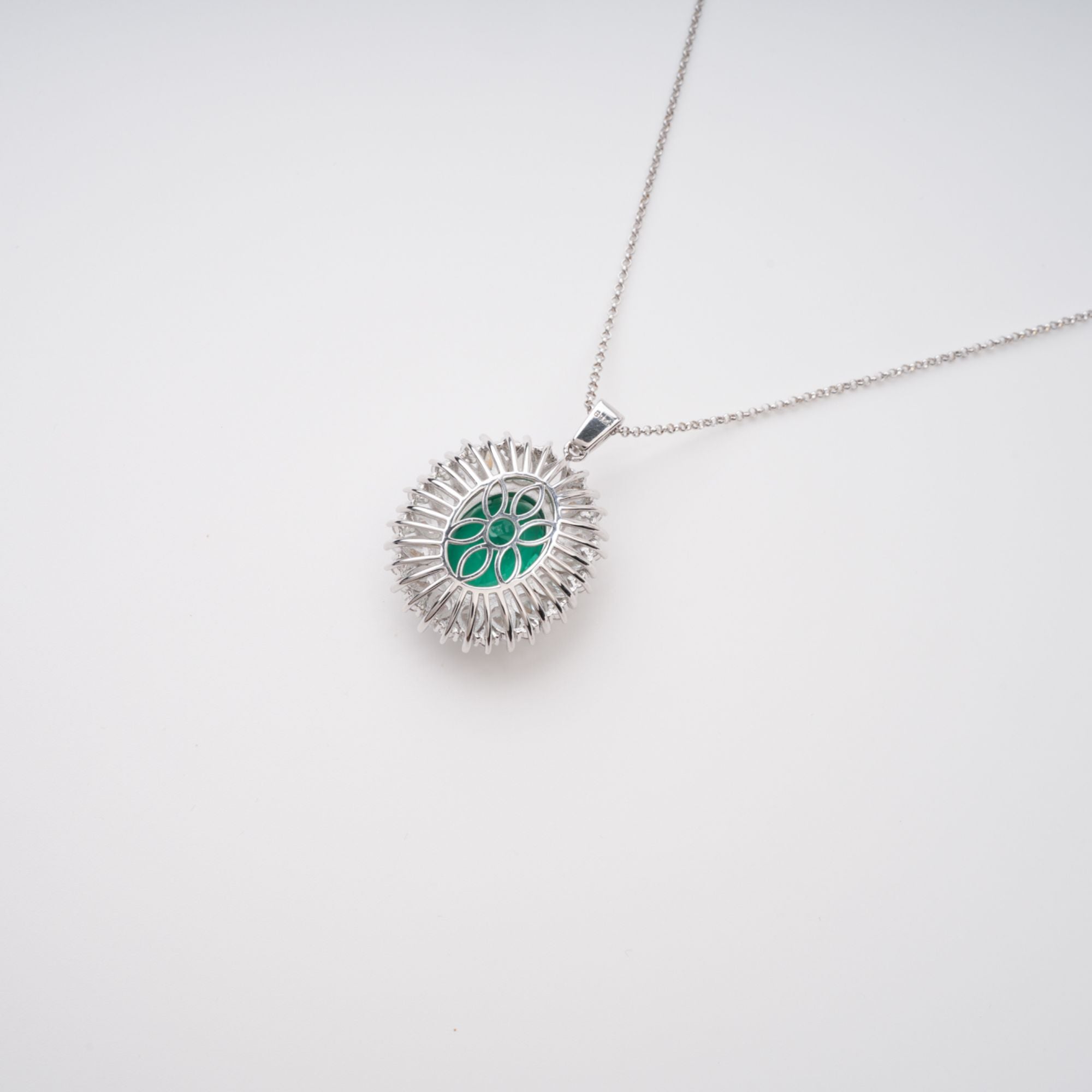 Raphaëlle Green Oval Gemstone Pendant Sterling Silver Necklace