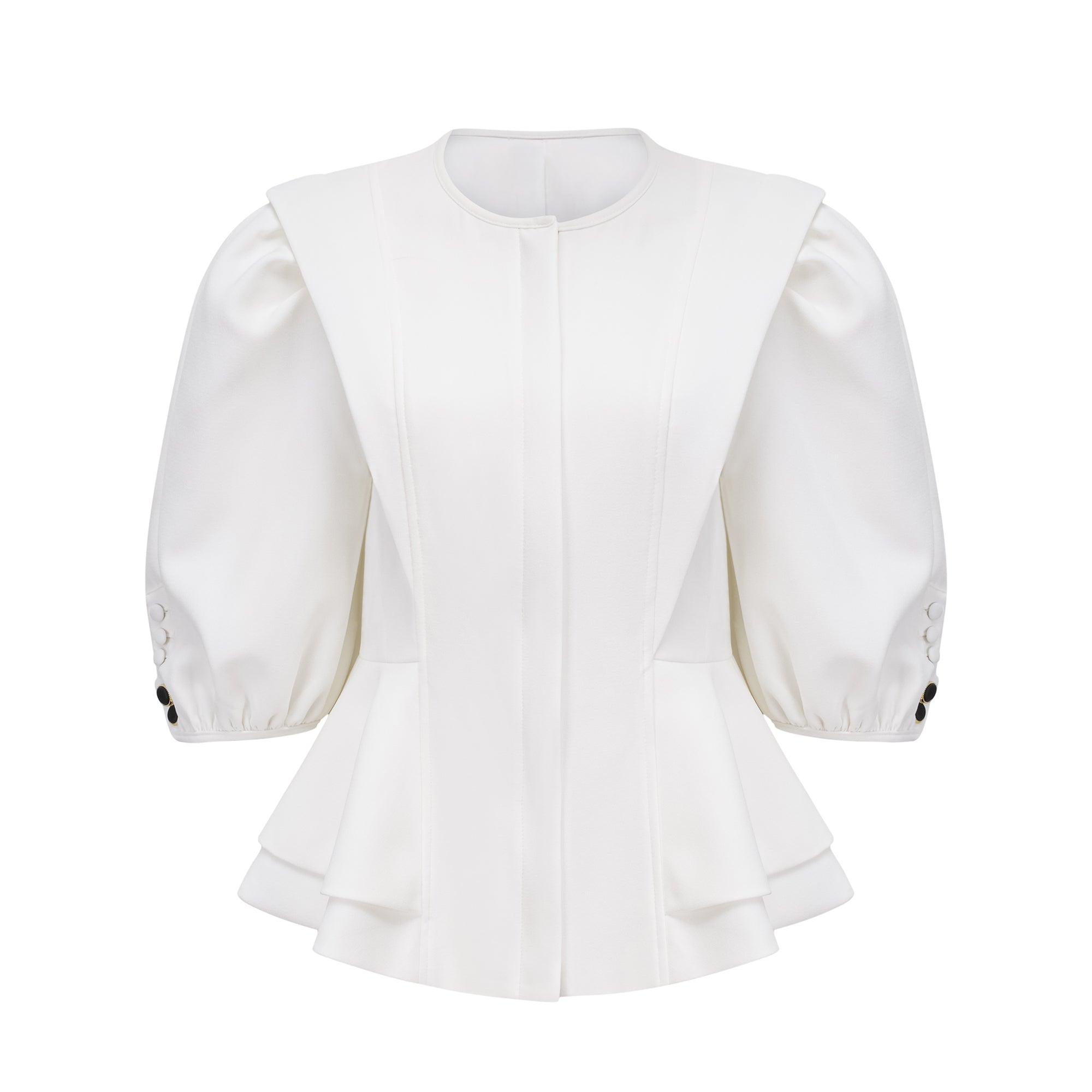 Gwenaëlle Weiße Bluse mit Schößchen-Taille