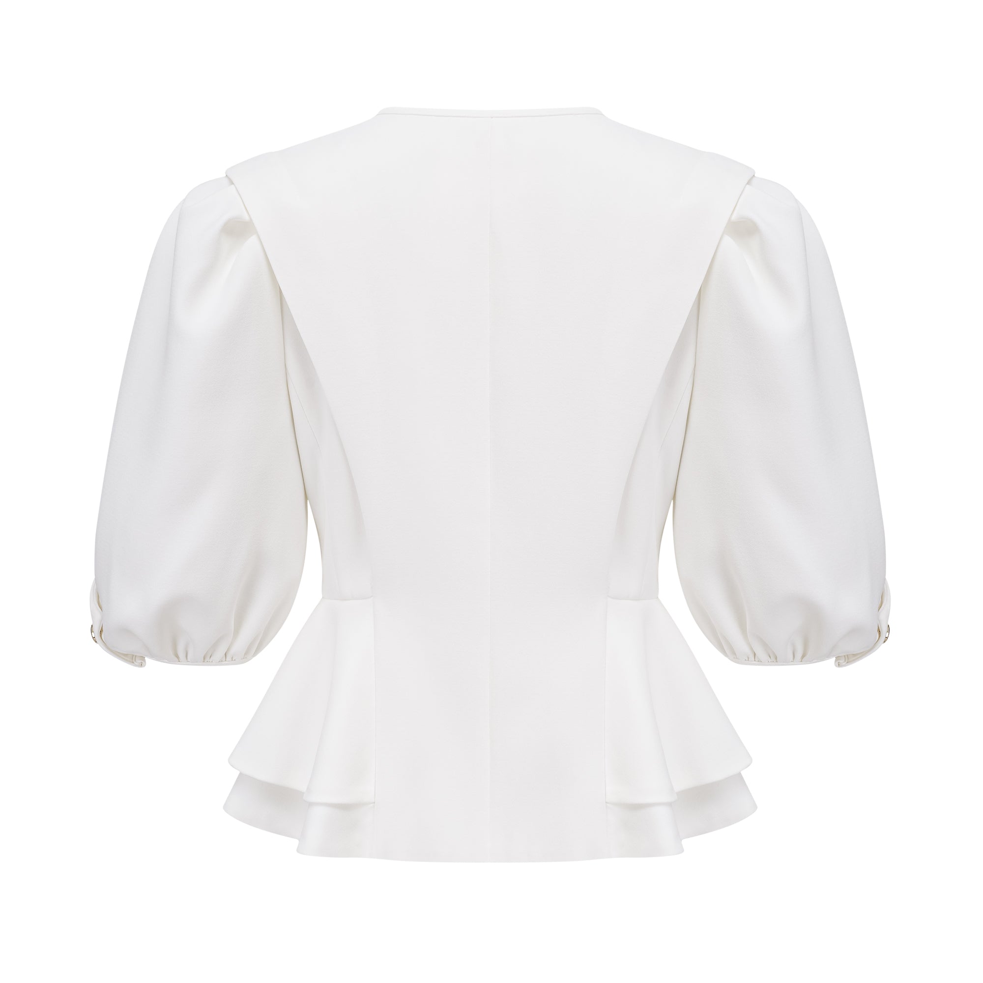 Gwenaëlle Weiße Bluse mit Schößchen-Taille