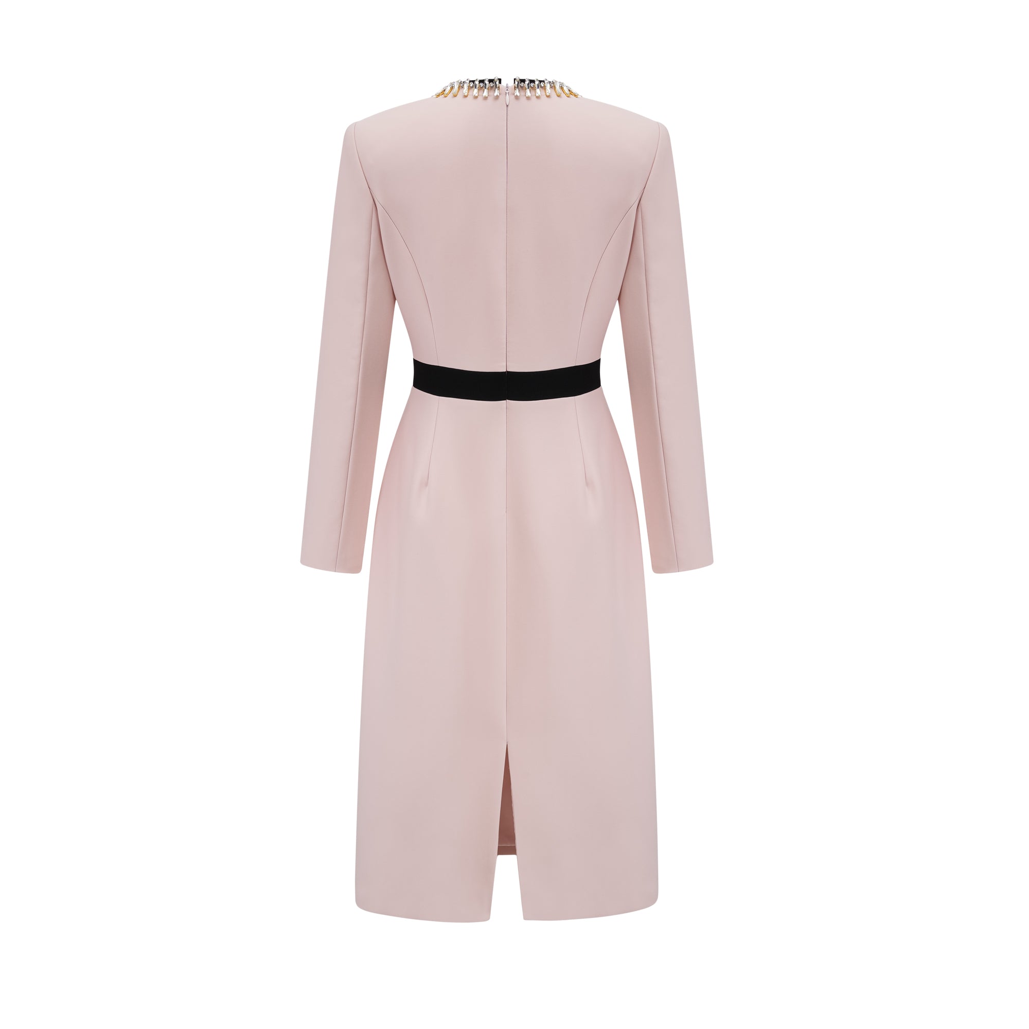 Anaïs pink crystal color-blocked midi dress
