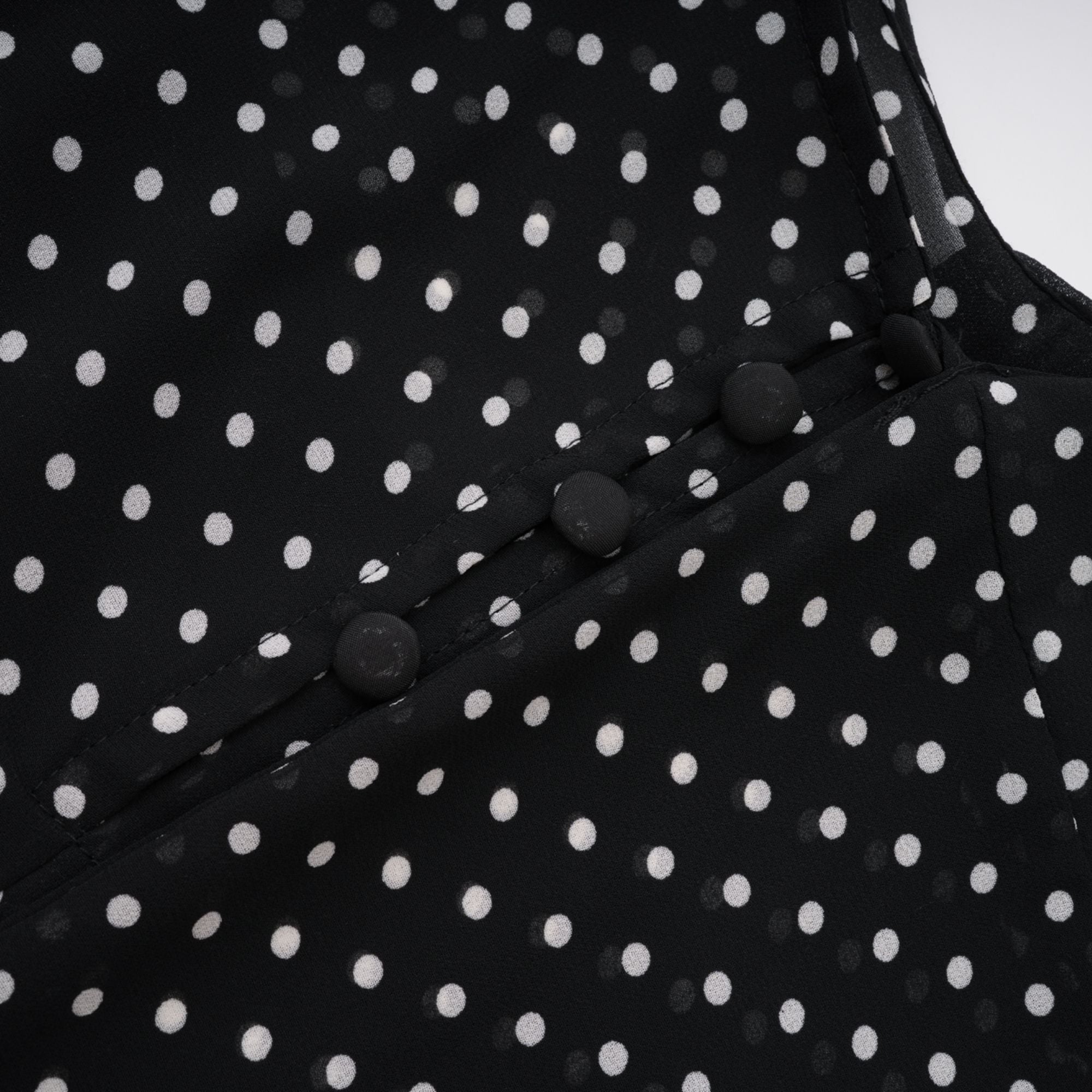 Coraline black polka-dot ruffled midi dress